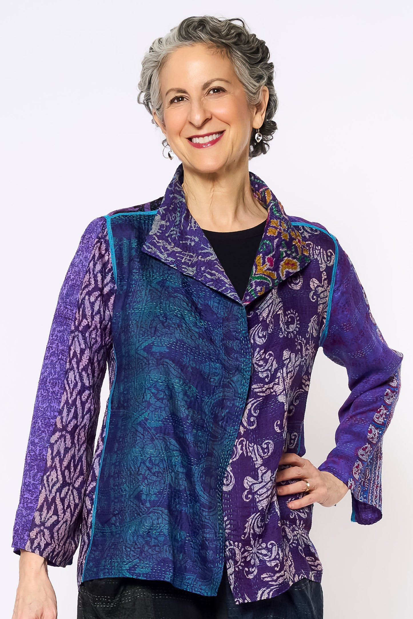 VINTAGE SILK KANTHA SHORT JKT - sv2007-0072m -