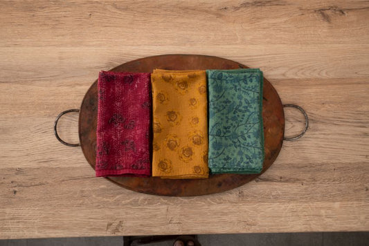 Printed Fray Handmade Napkins - Pink (Set of 2)