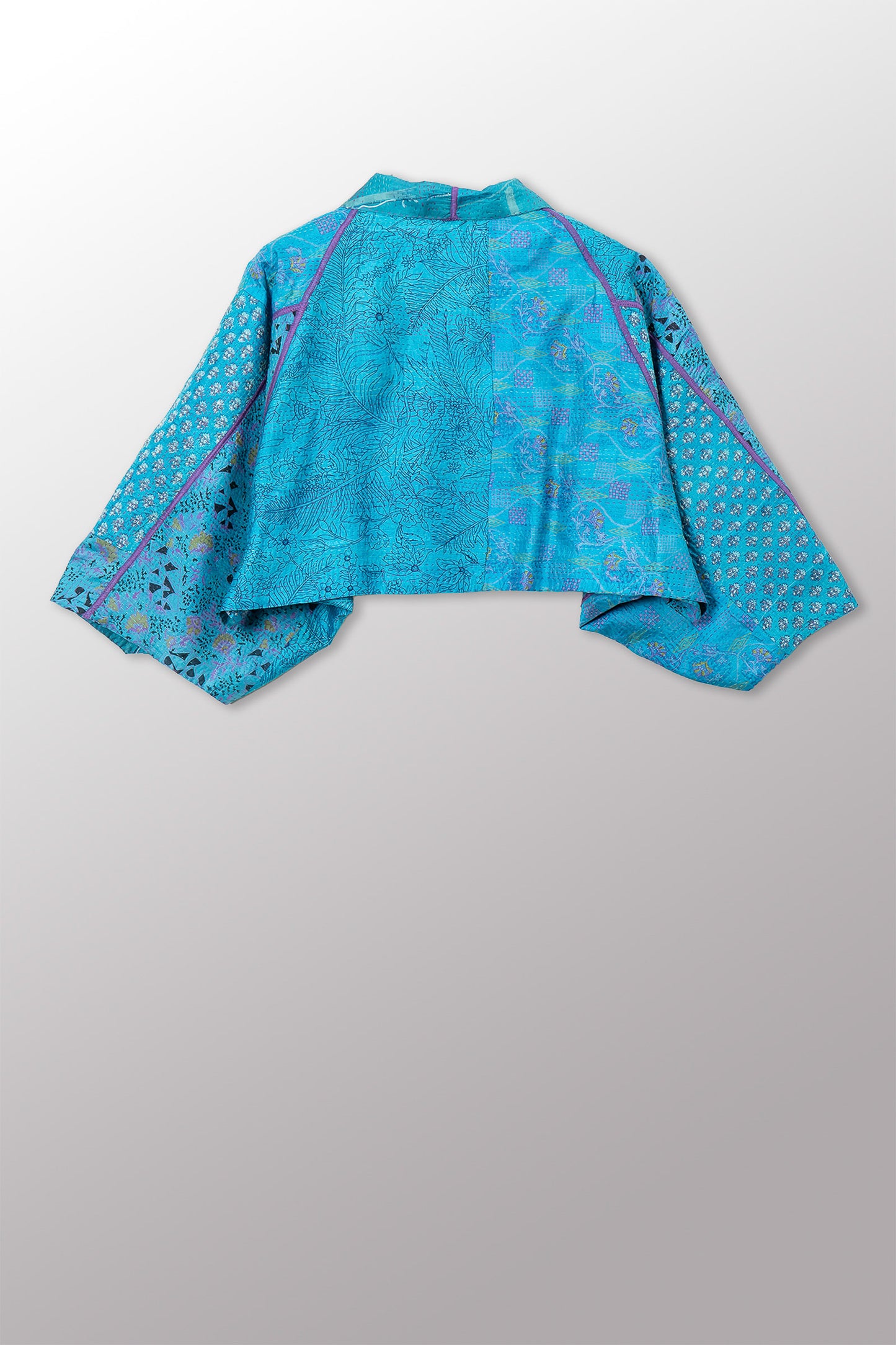 VINTAGE SILK KANTHA PUFF SLV. SHRUG - sv2062-0037a -