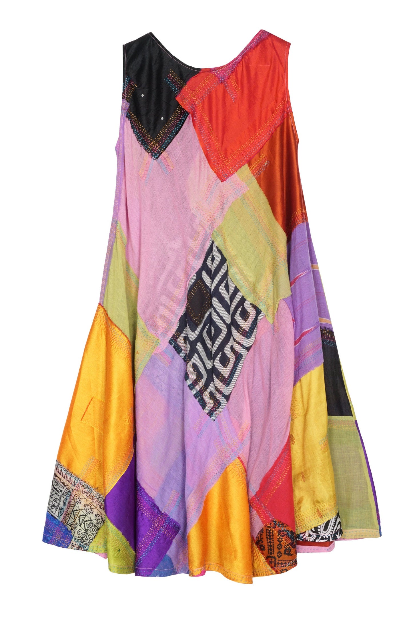 MOSAIC TILE PATCH KANTHA FULL CIRCULAR DRESS CITY - mt1421-mlt -