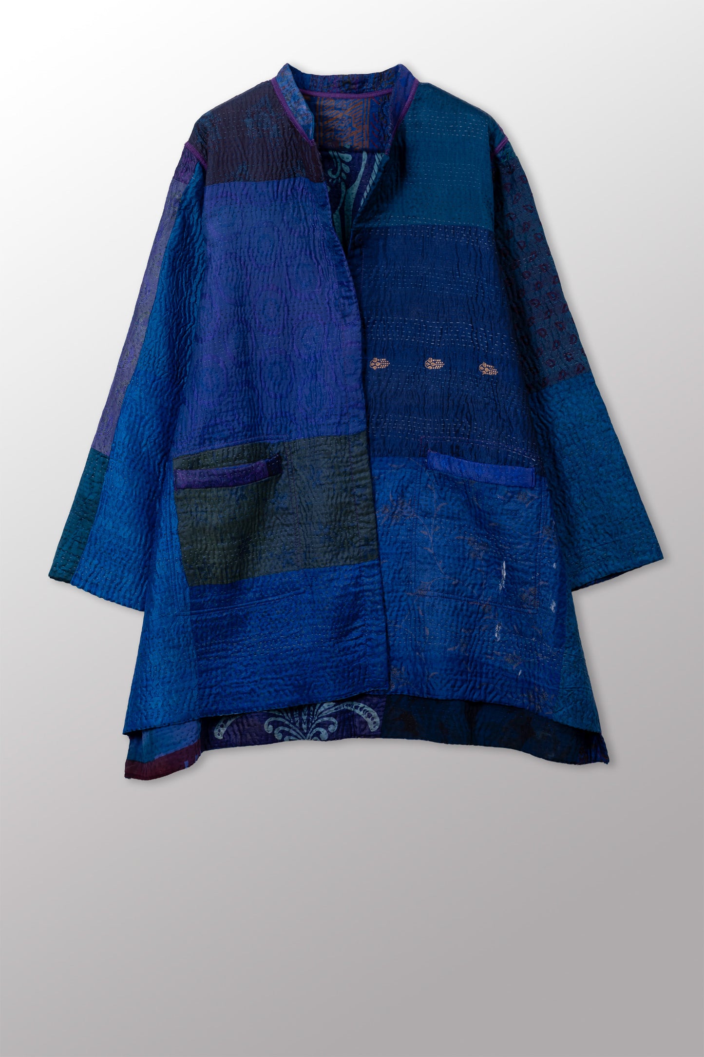 JACQUARD SILK KANTHA KAFTAN JACKET MEDIUM - js4089-cnvy002m -