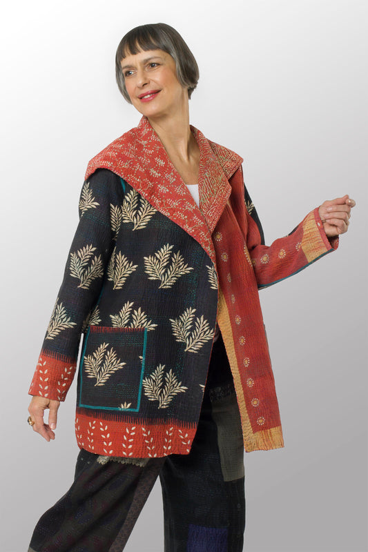 VINTAGE COTTON KANTHA POCKET JKT - cv4002-0220a -