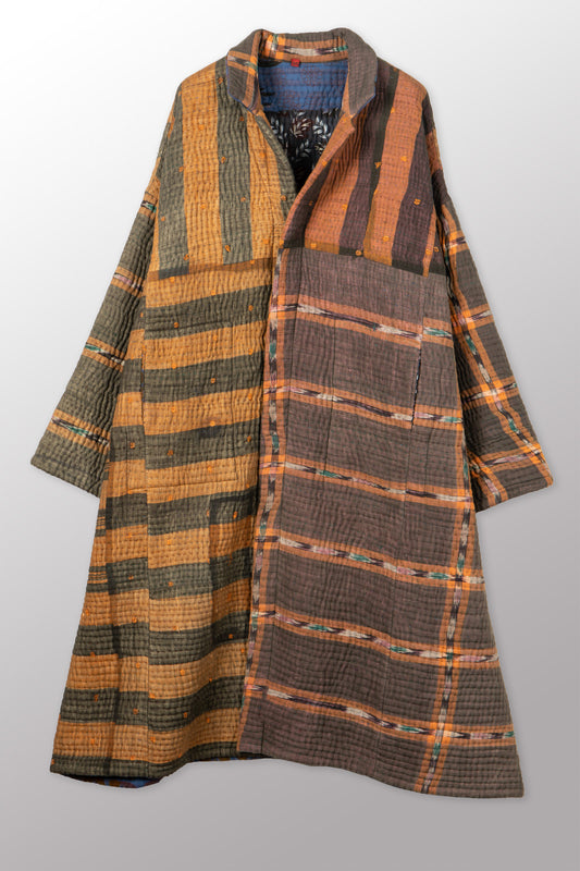QUILTED OVERDYE COTTON KANTHA NEW OVERSIZED COAT - oq5342-cblu005a -