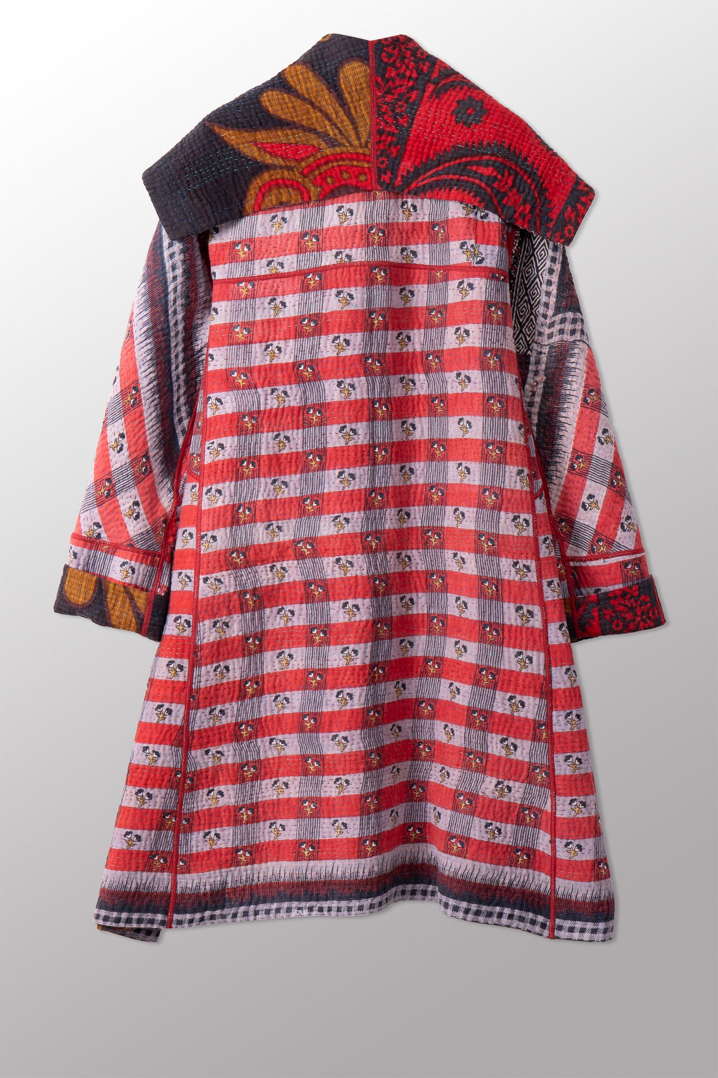 VINTAGE COTTON KANTHA A-LINE COAT - cv4309-0063a -