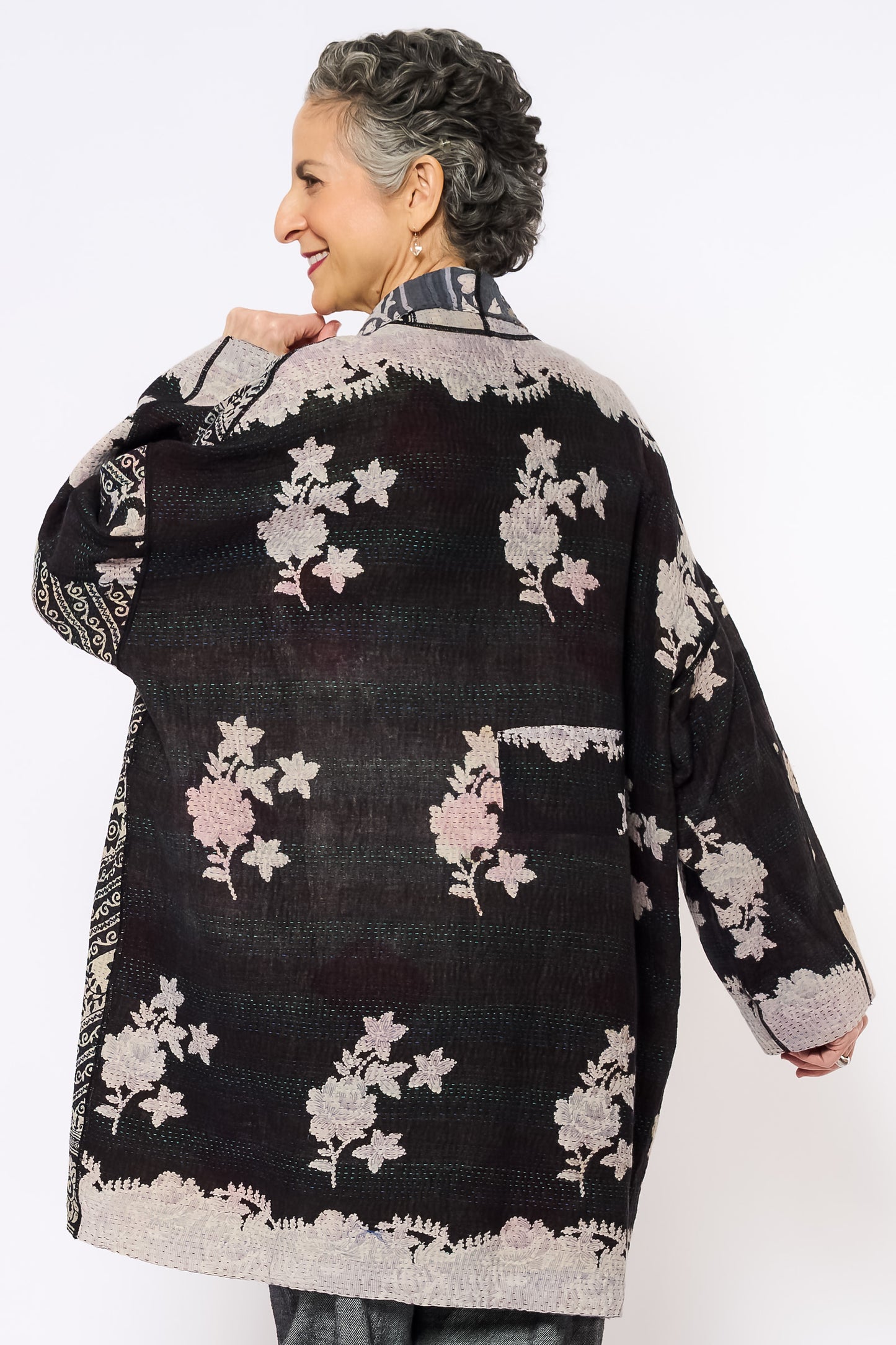 VINTAGE COTTON KANTHA HAORI JKT - cv4068-0018a -