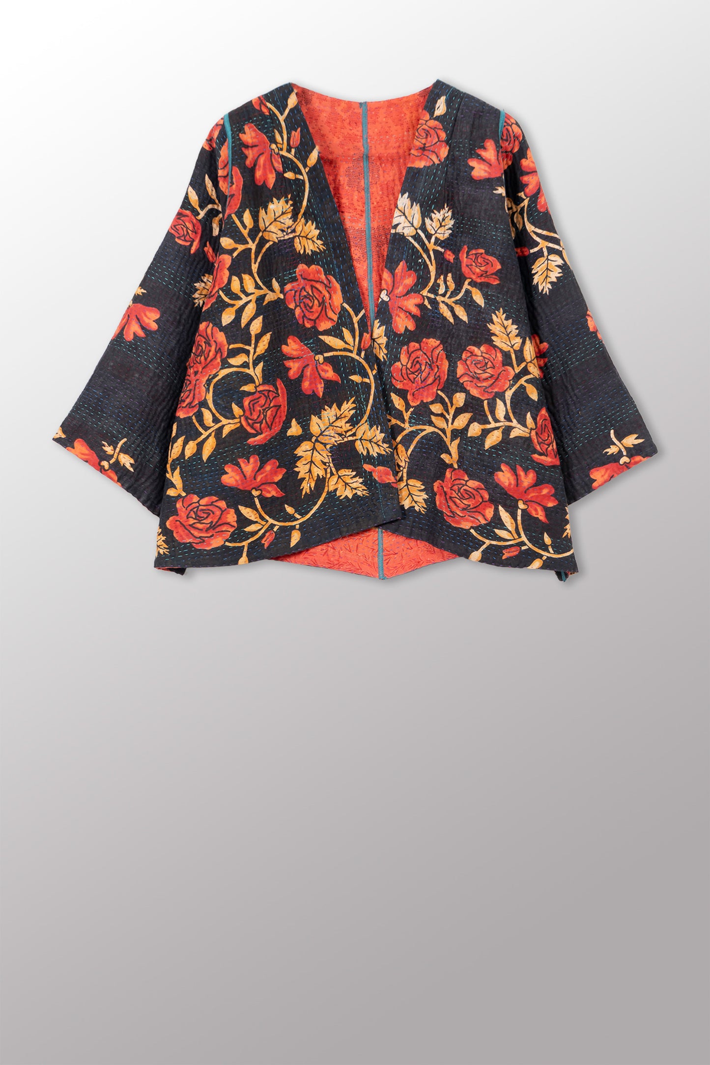 COTTON OVERDYE KANTHA BELL SHAPE JKT - ov4048-corg001a -