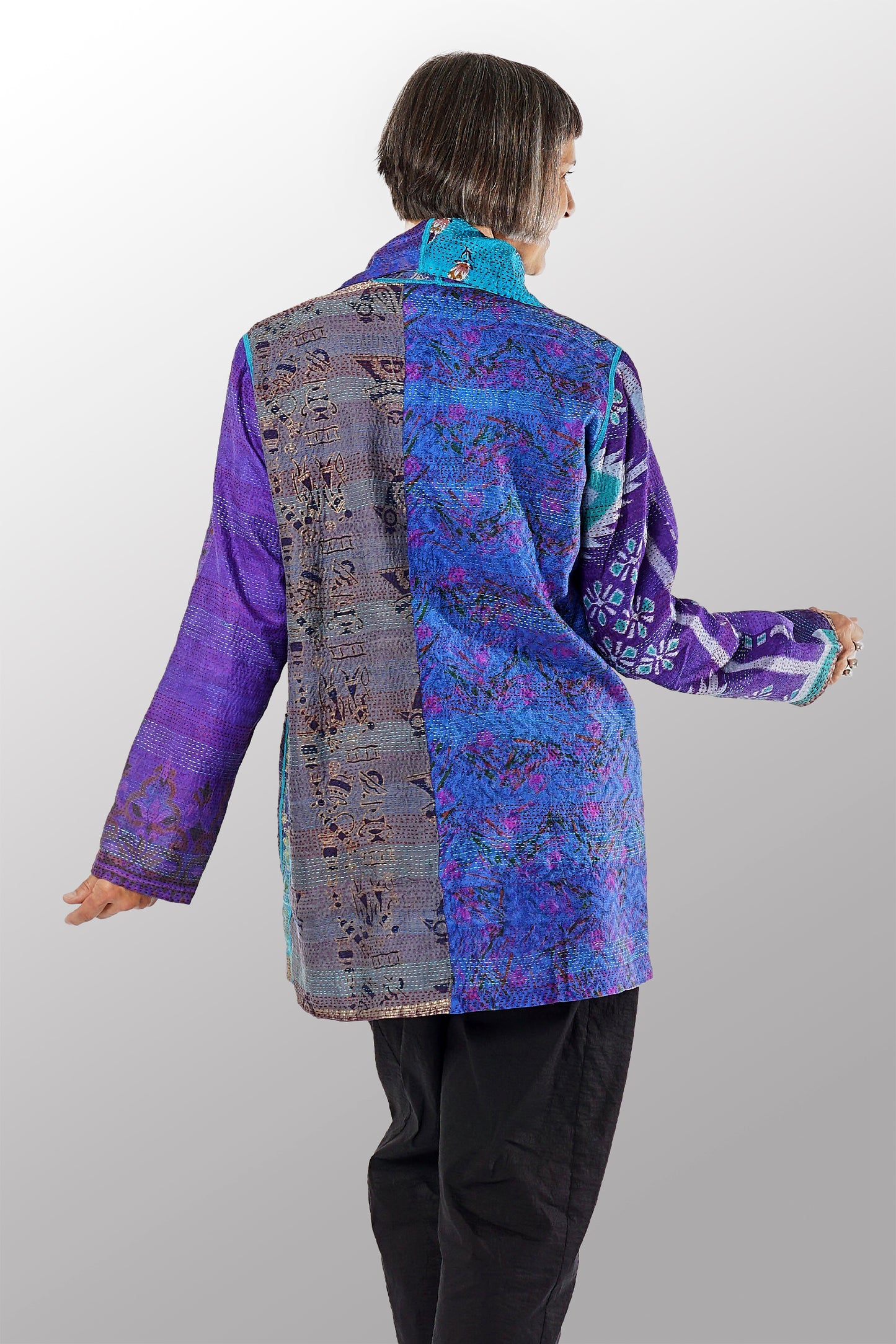 VINTAGE SILK KANTHA POCKET JKT - sv2002-0067a -