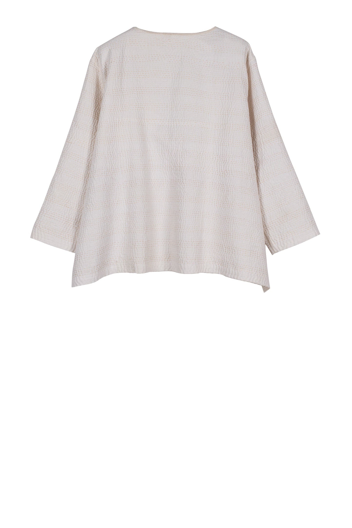 FRAYED PATCH KANTHA A-LINE SHORT JACKET - fi4019-ivy -