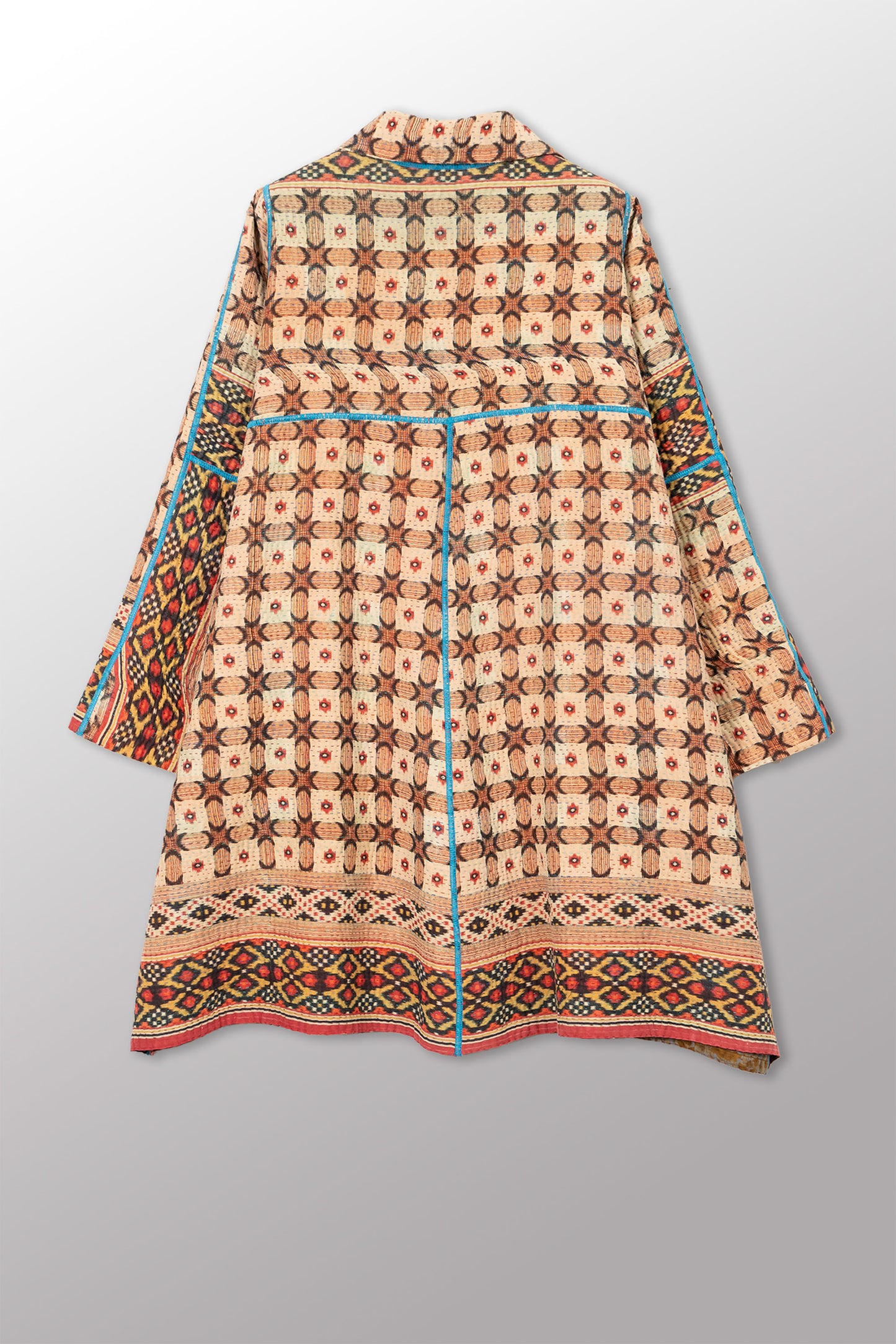 VINTAGE COTTON KANTHA A-LINE DUSTER - cv4311-0116a -