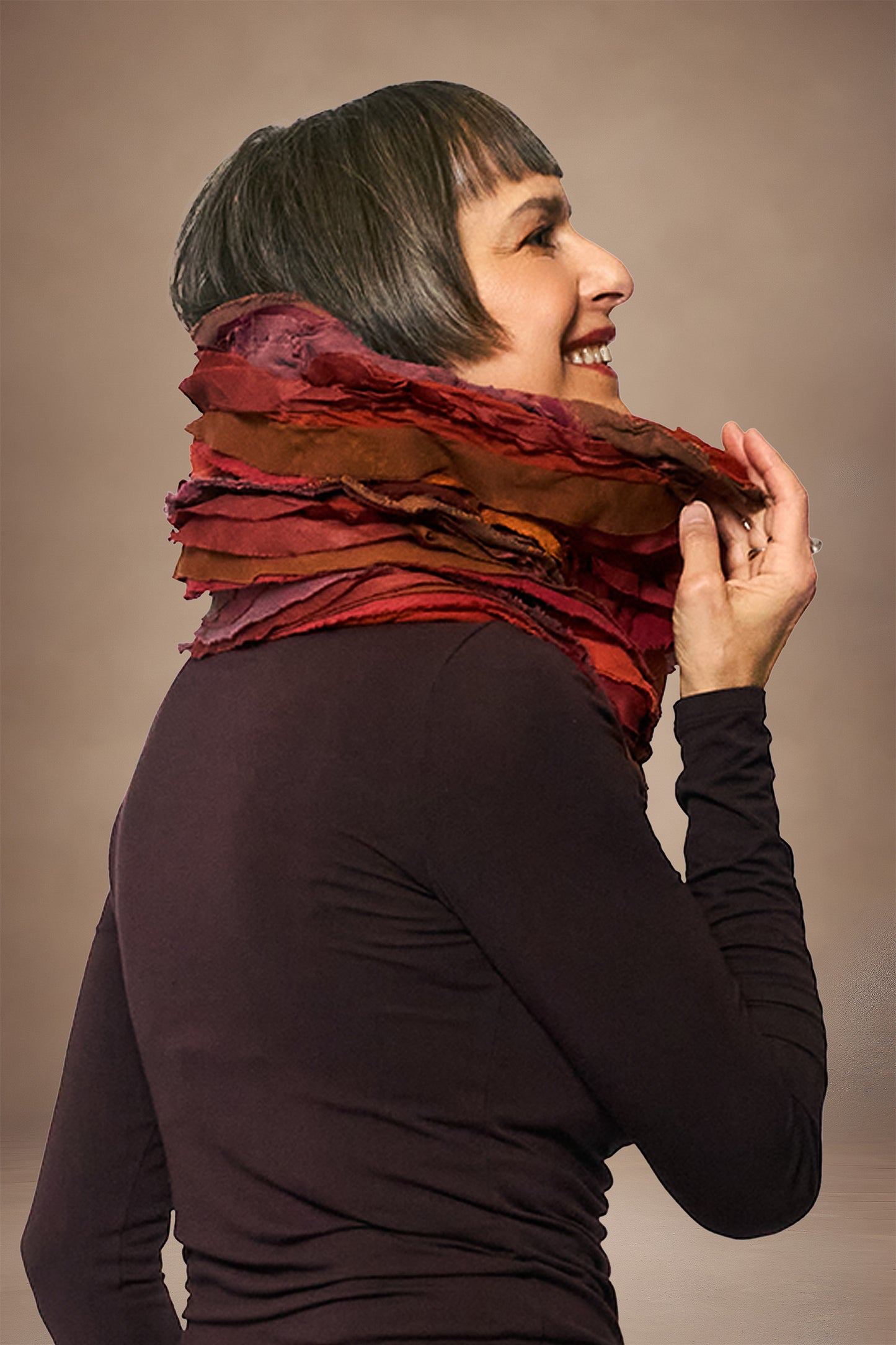 WAVY STRIPE KANTHA COWL NECK TUBE - wv2846-org -