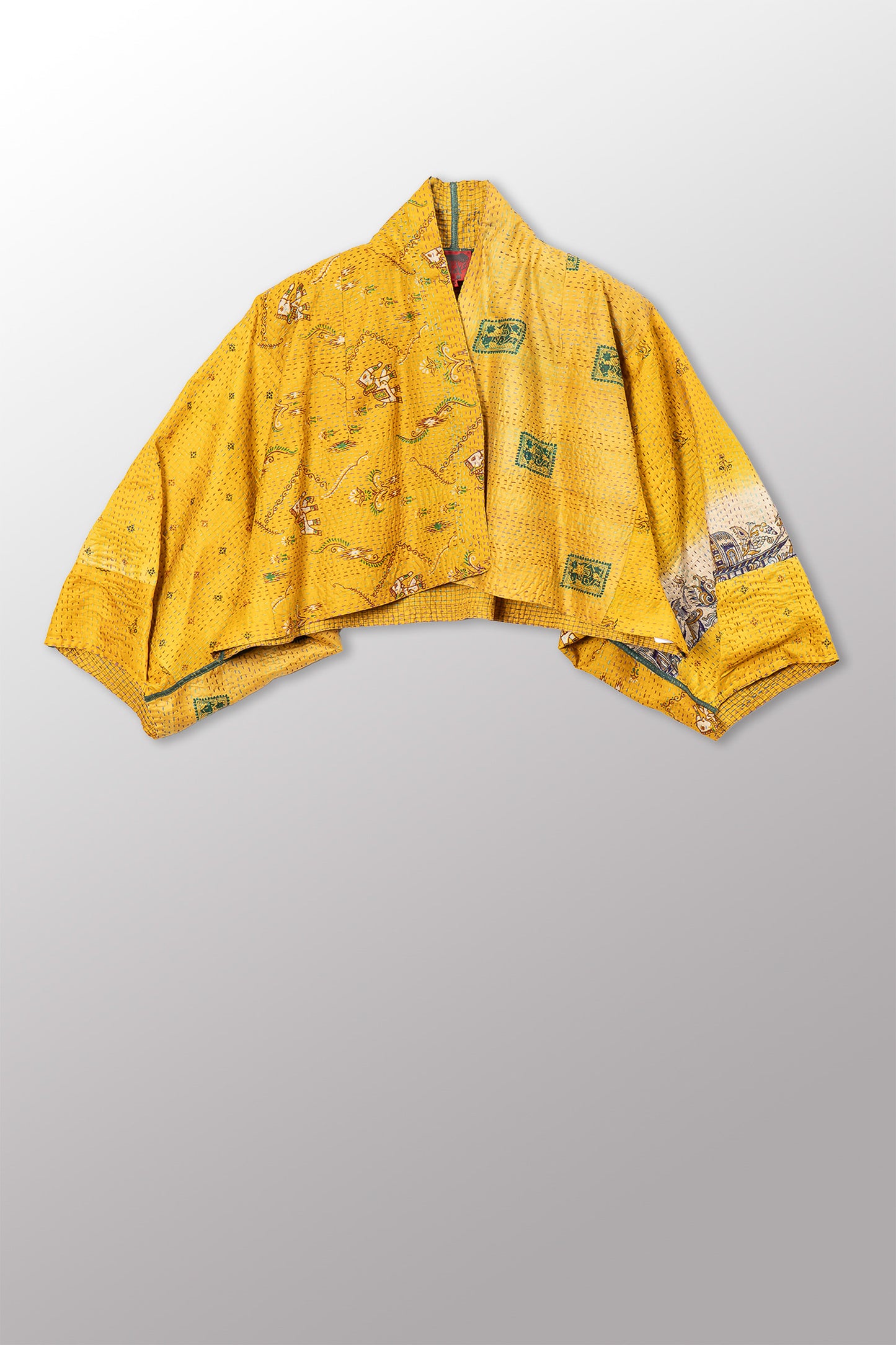 VINTAGE SILK KANTHA PUFF SLV. SHRUG - sv2062-0031a -
