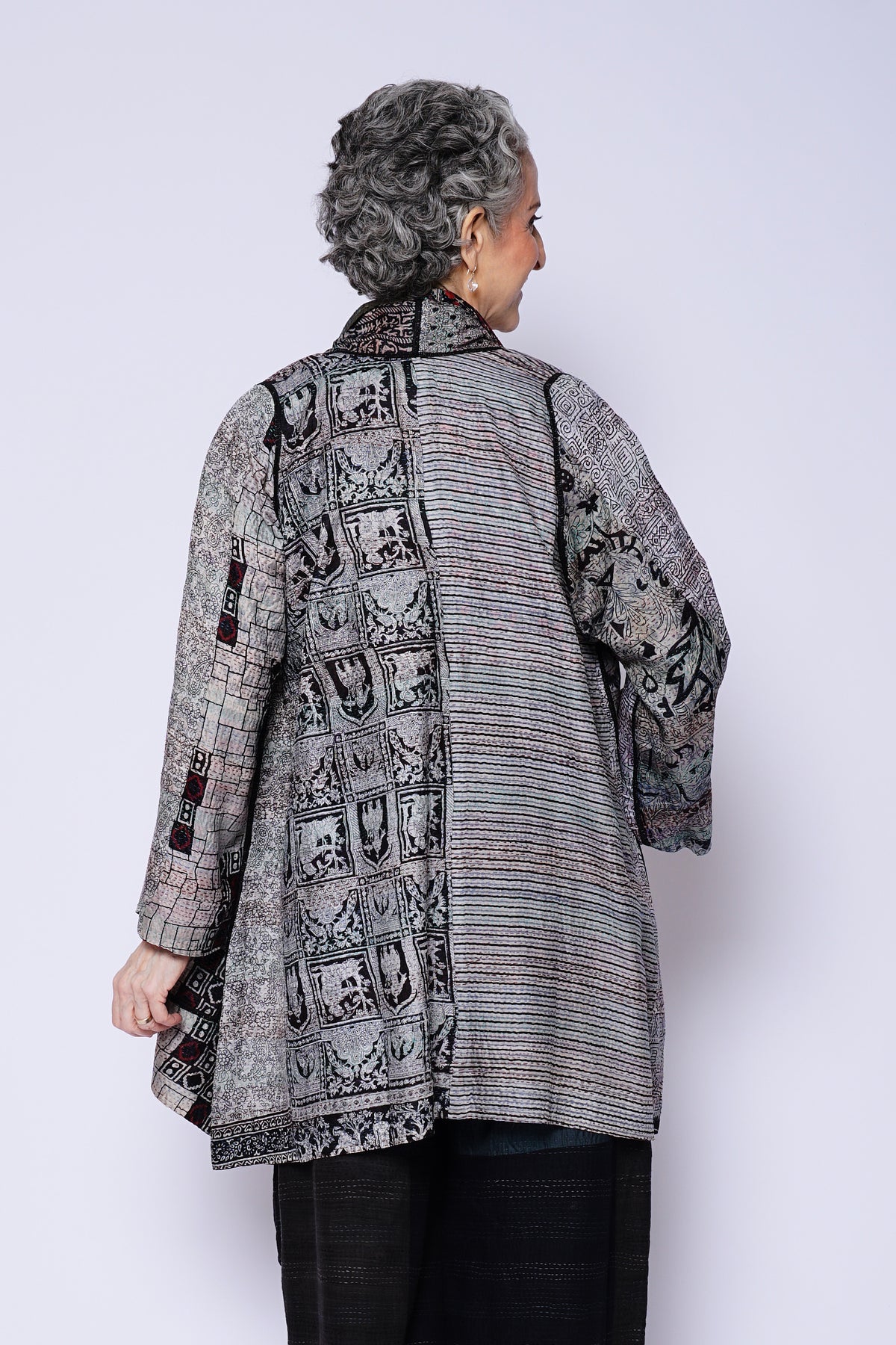 VINTAGE SILK KANTHA A-LINE JKT - sv2003-0410a -