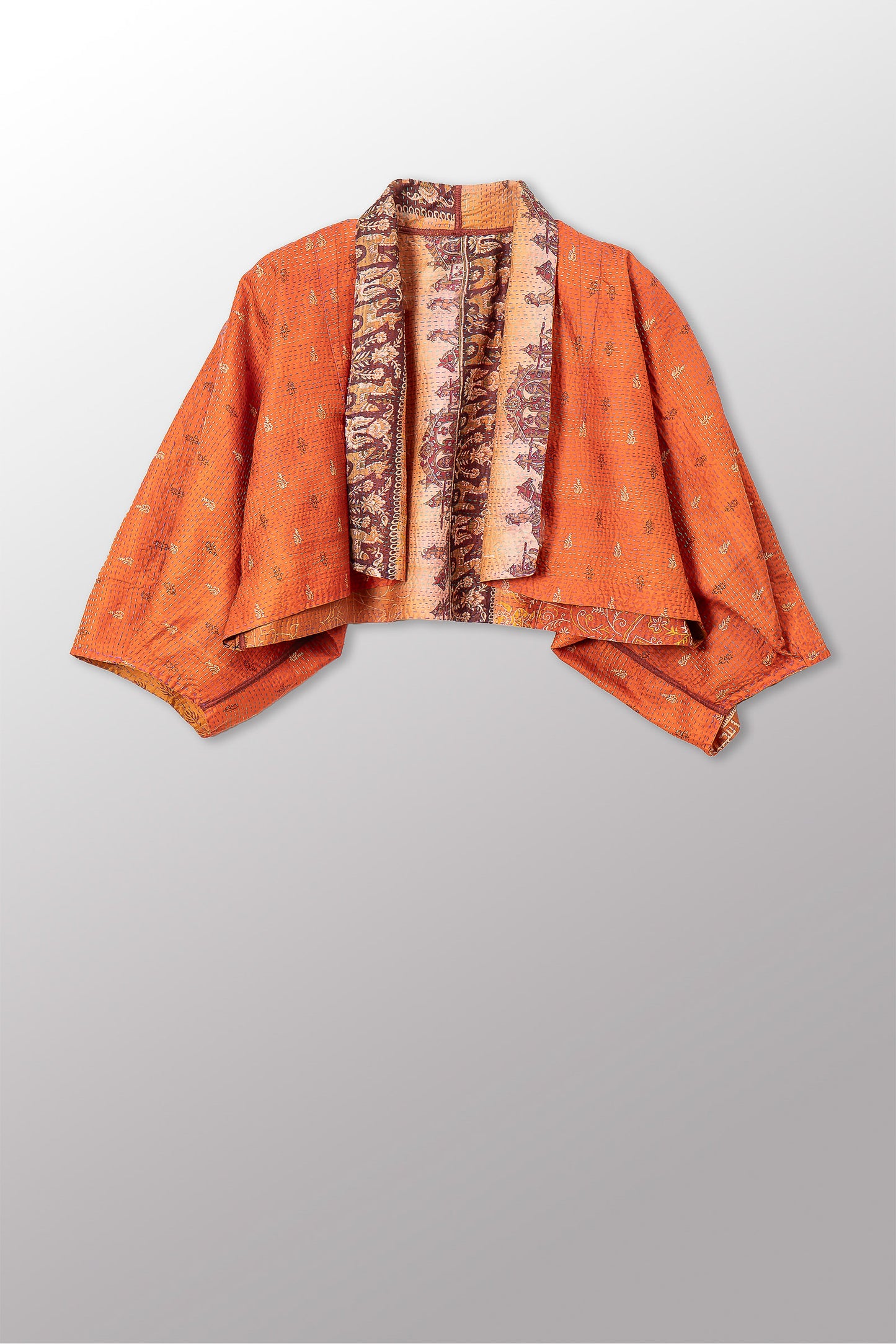 VINTAGE SILK KANTHA PUFF SLV. SHRUG - sv2062-0024a -