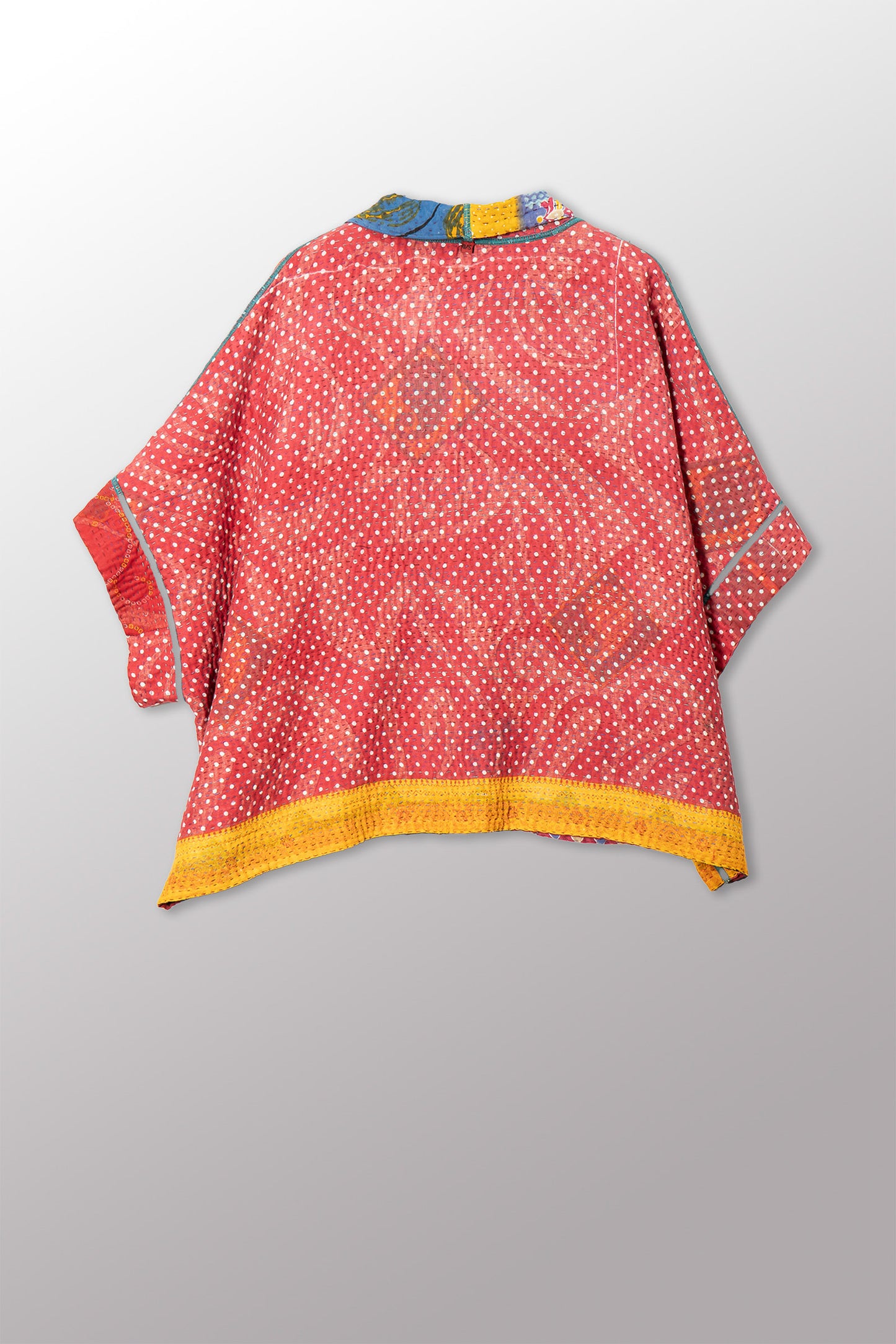 VINTAGE COTTON KANTHA MINI PONCHO - cv4060-0064a -