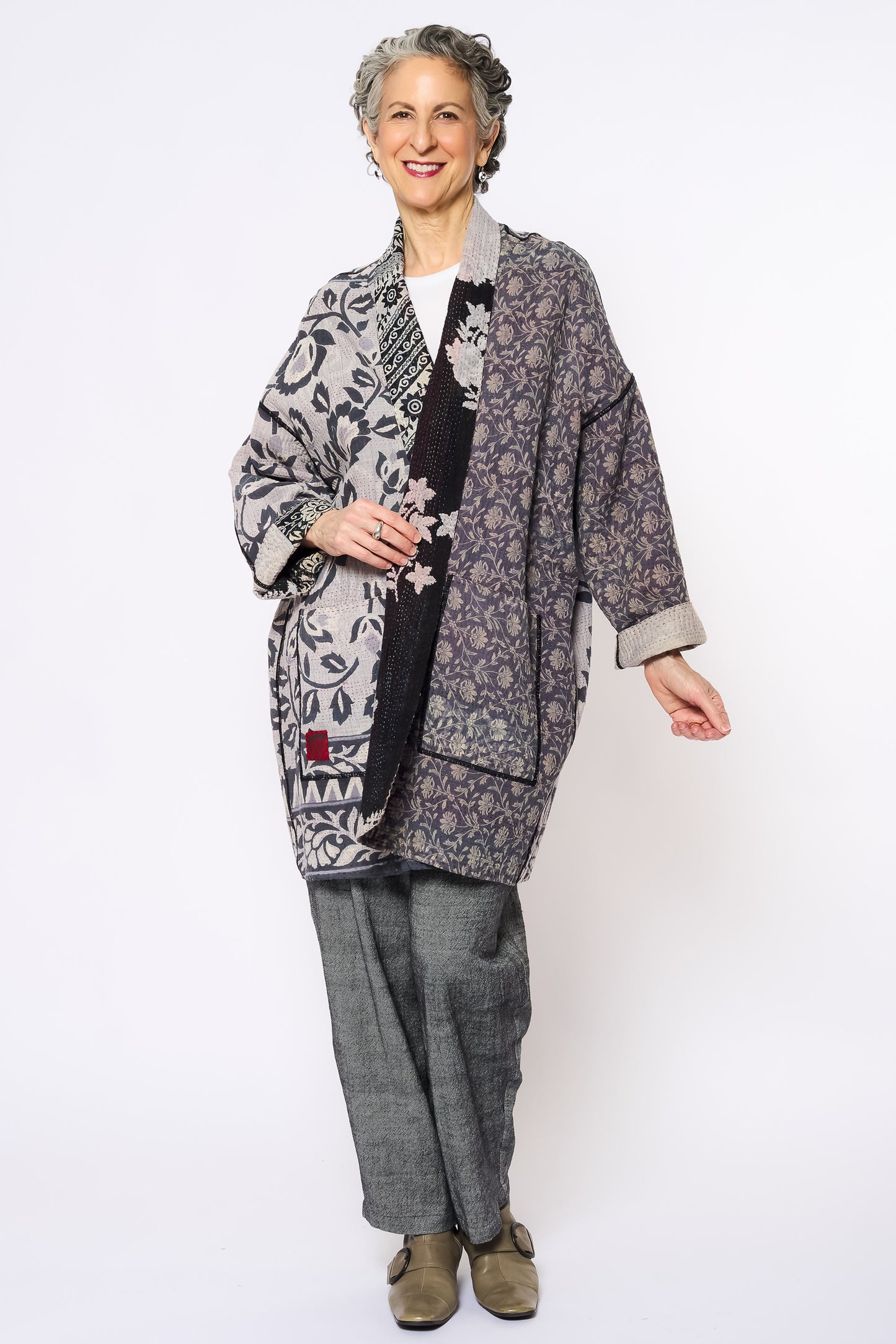 VINTAGE COTTON KANTHA HAORI JKT - cv4068-0018a -