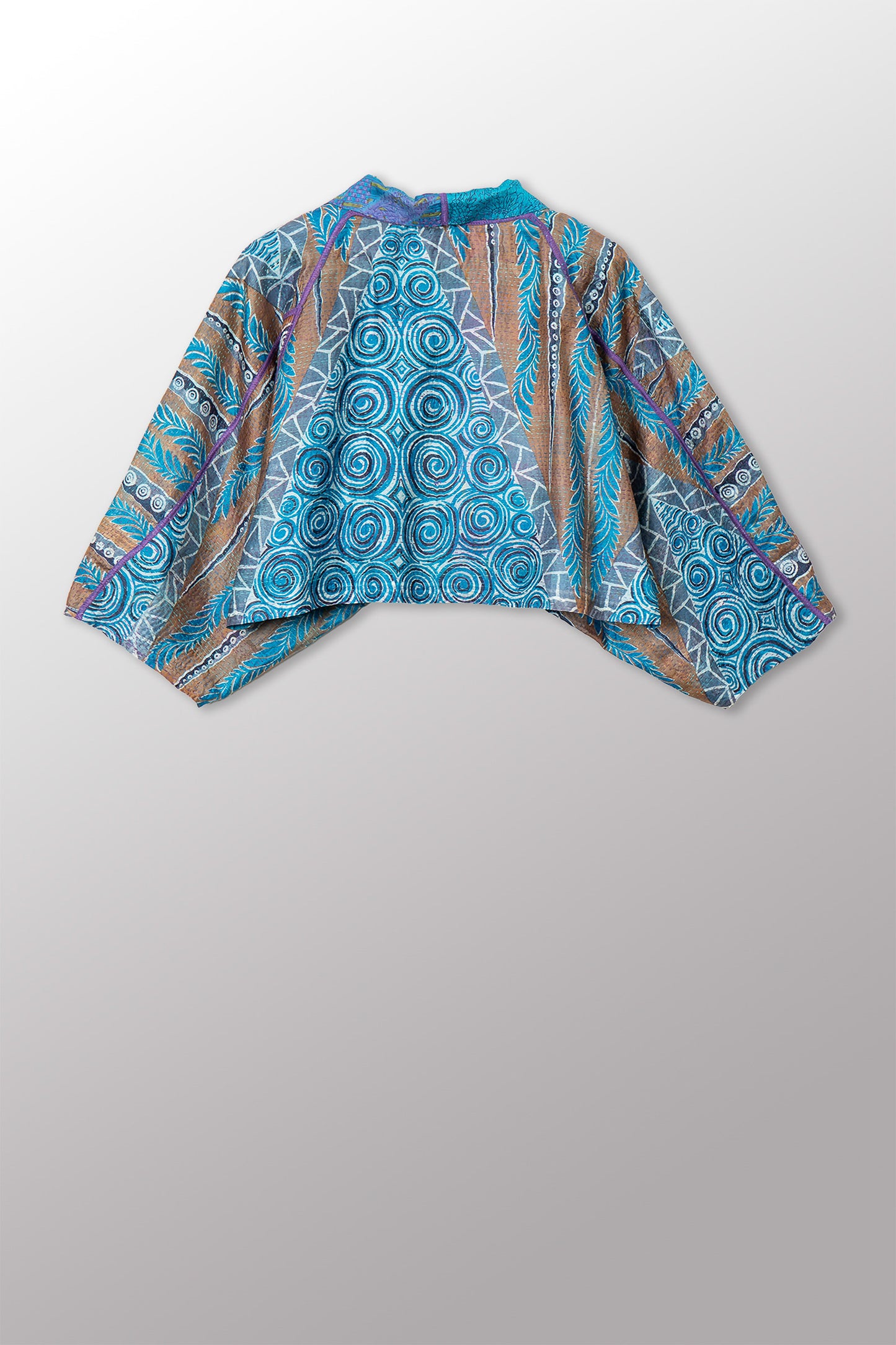 VINTAGE SILK KANTHA PUFF SLV. SHRUG - sv2062-0019a -