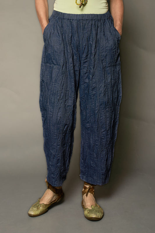 DENIM RANDOM TUCK BARREL PANTS - rm1641-nvy -