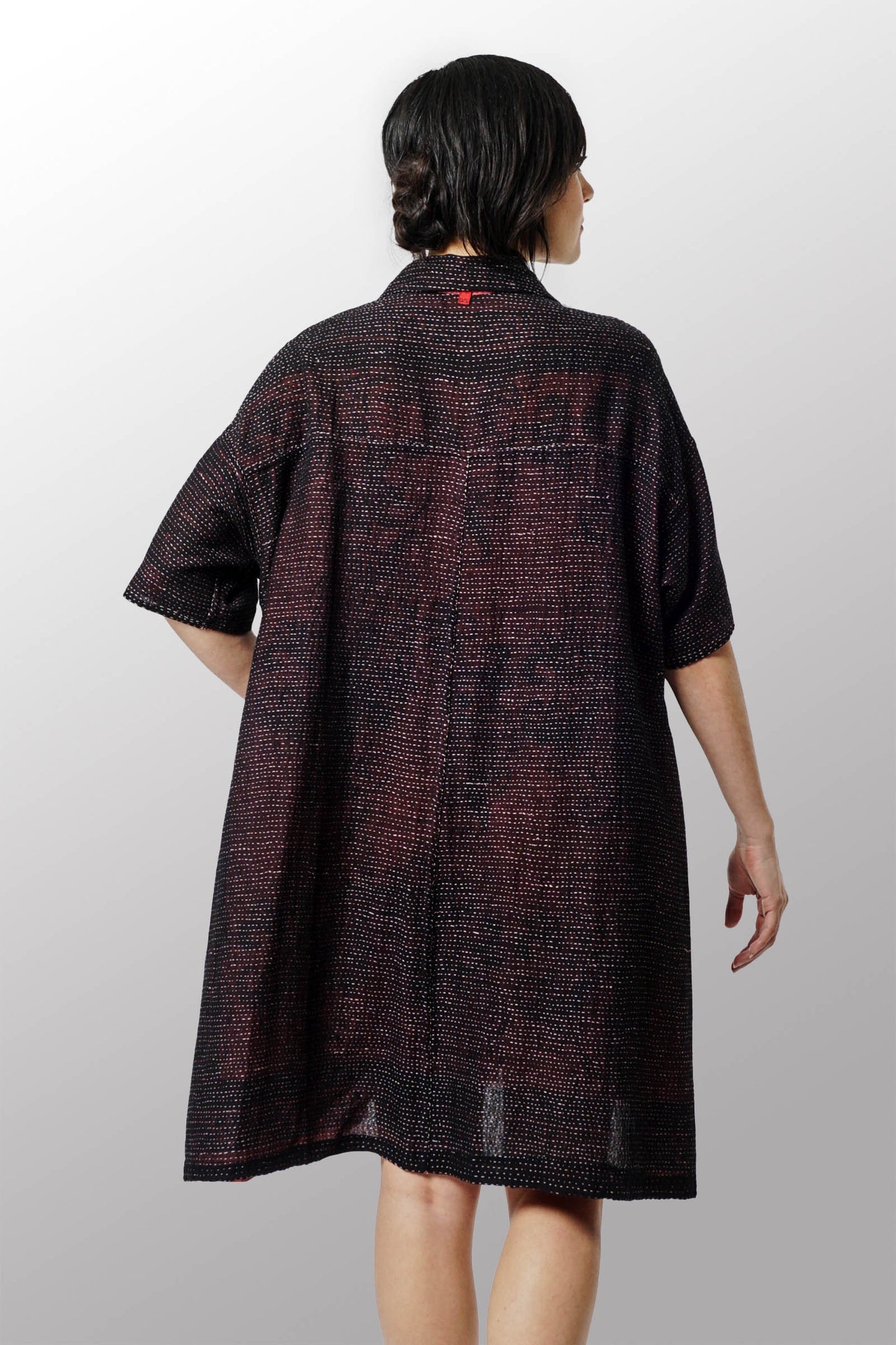 COTTON PAISLEY KANTHA HALF SLV. SHIRT DRESS - cp2429-pik -