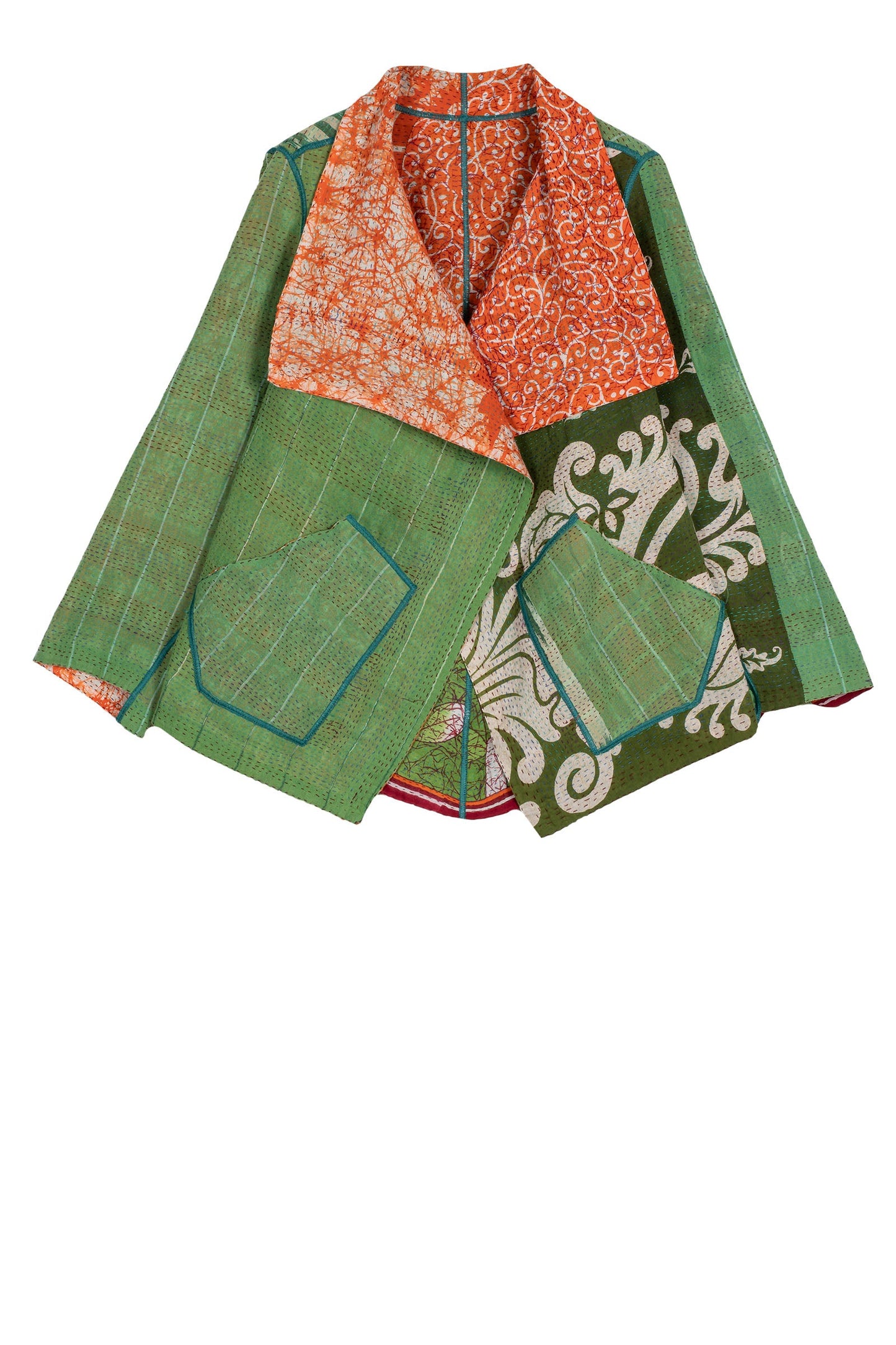 VINTAGE COTTON KANTHA WING COLLAR JKT - cv2013-0044m -