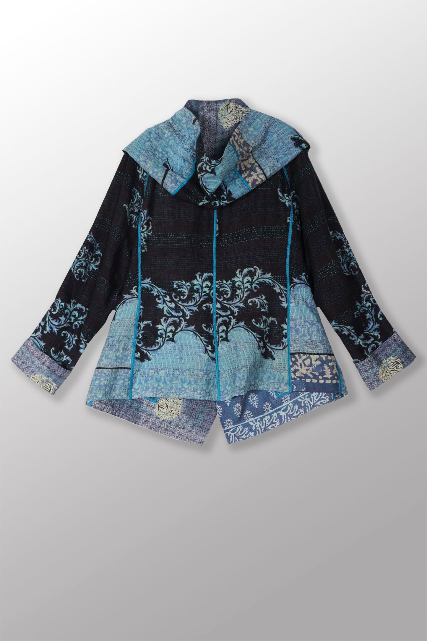 VINTAGE COTTON KANTHA HOODED JKT - cv2042-0005l -