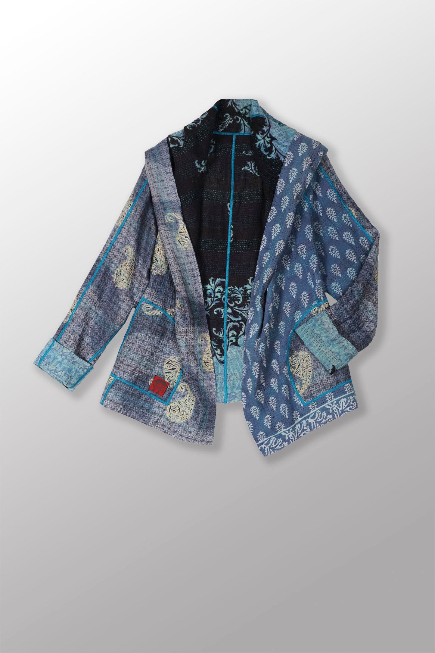 VINTAGE COTTON KANTHA HOODED JKT - cv2042-0005l -