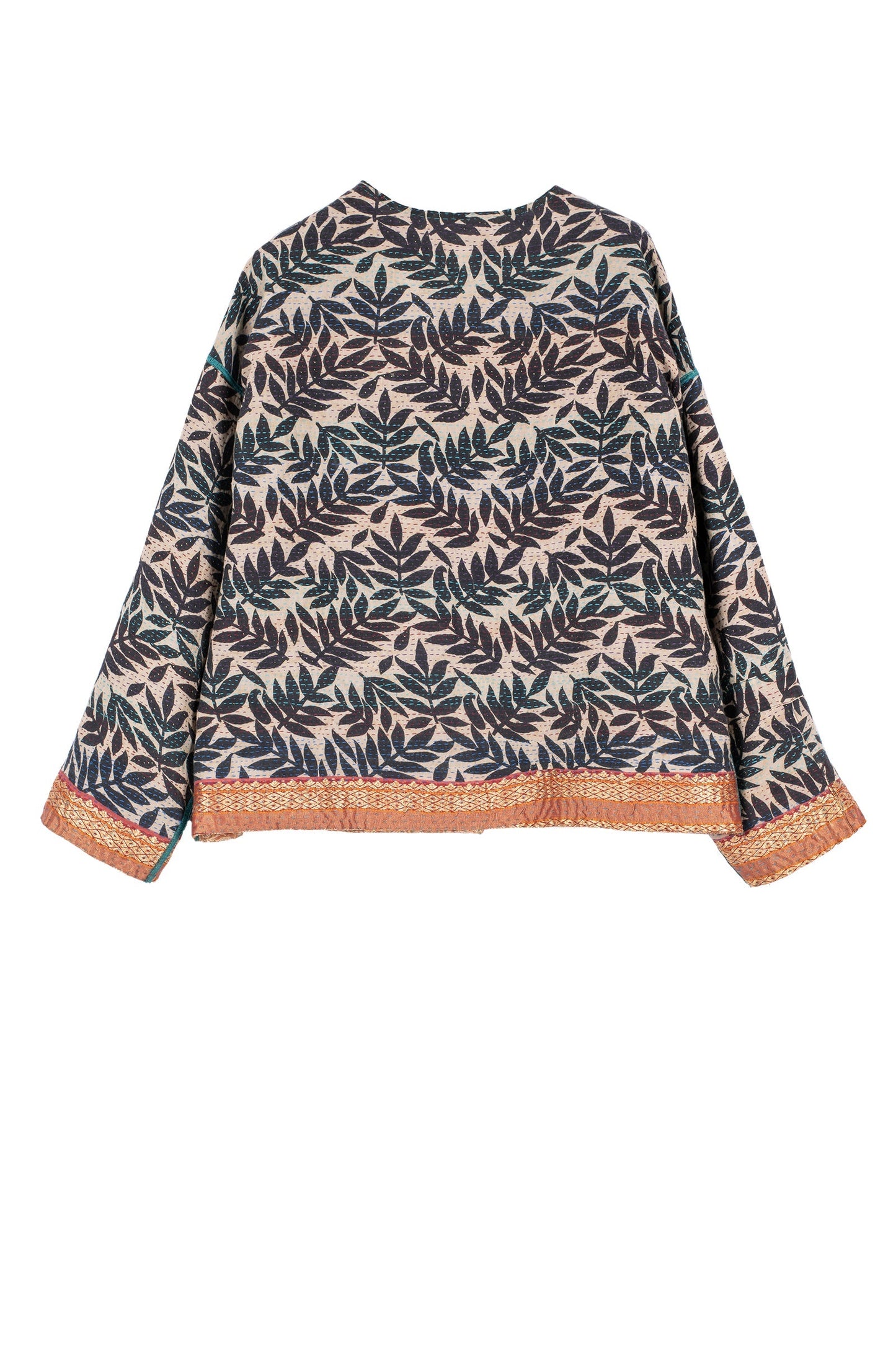 VINTAGE COTTON KANTHA CREW NECK SHORT JKT - cv2053-0004a -