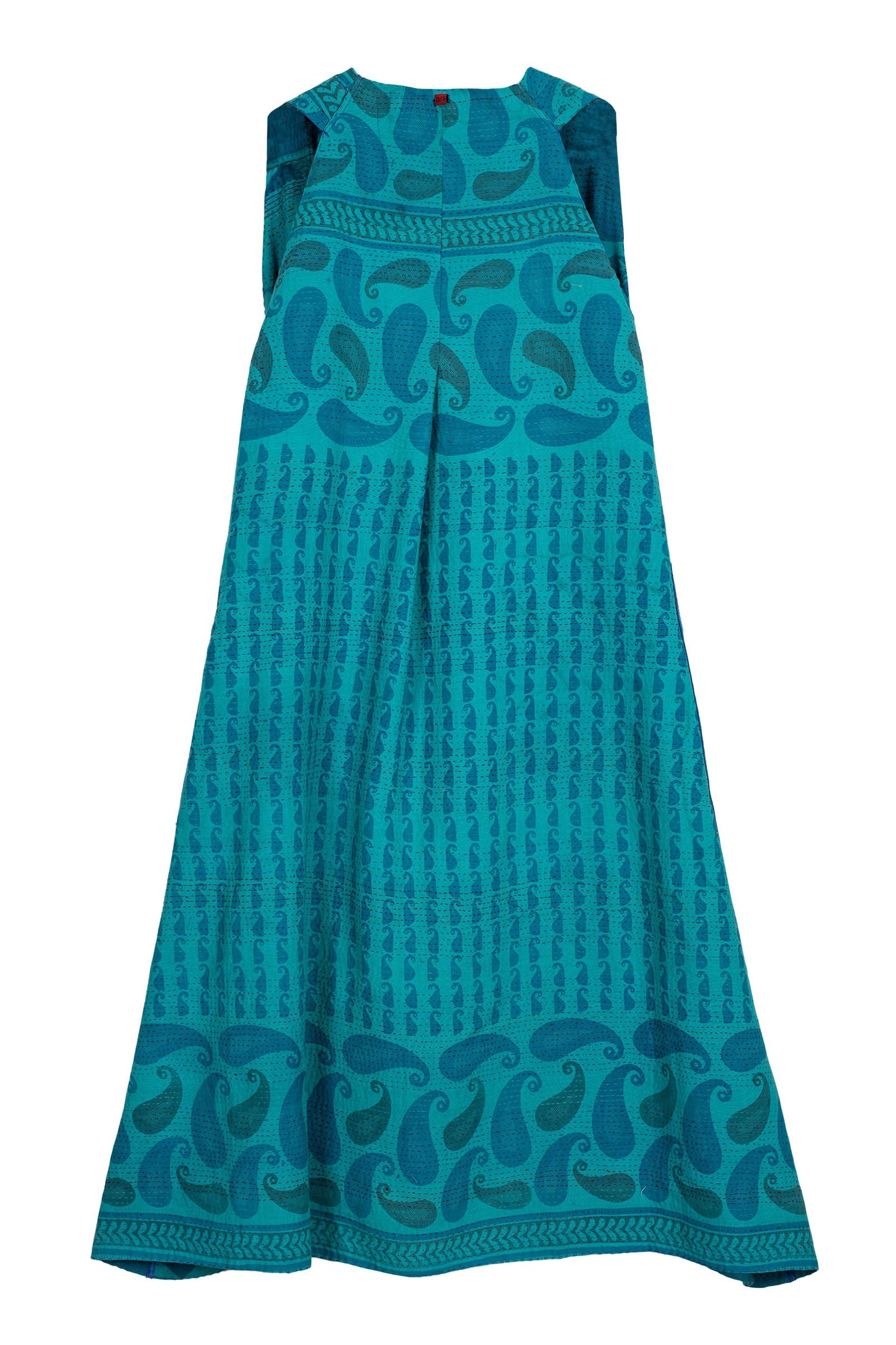 VINTAGE COTTON KANTHA BACK PLEATED VEST MAXI - cv2222-0009a -