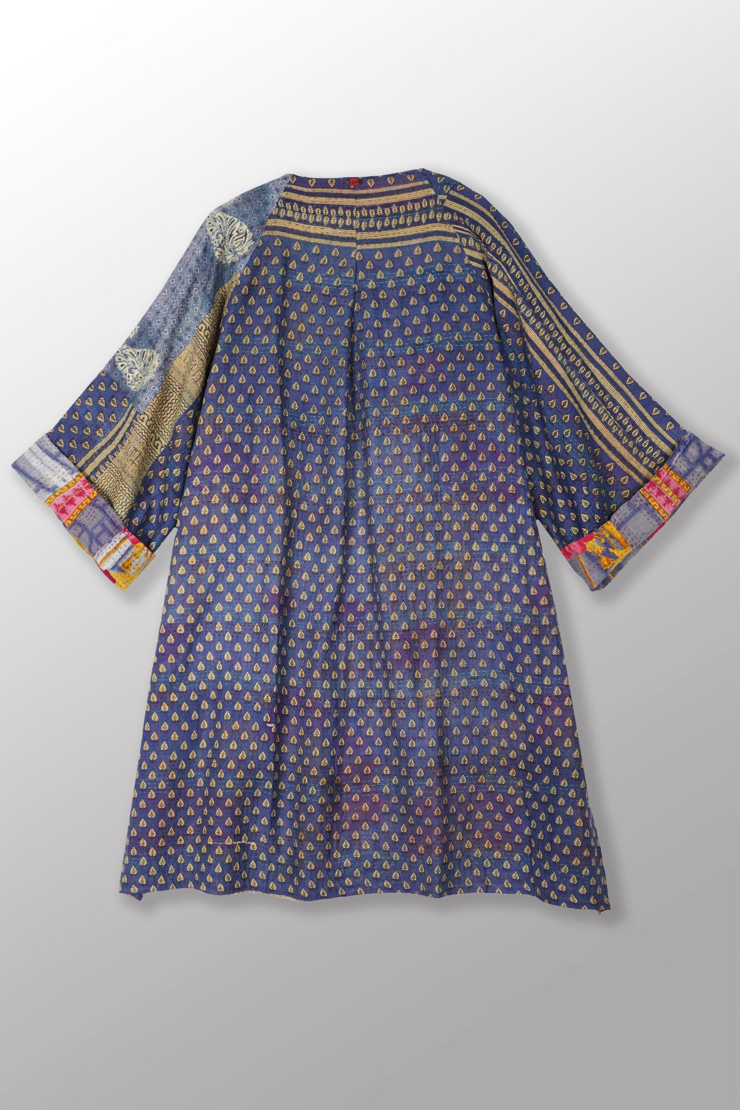 VINTAGE COTTON KANTHA KIMONO DUSTER - cv2317-0007a -