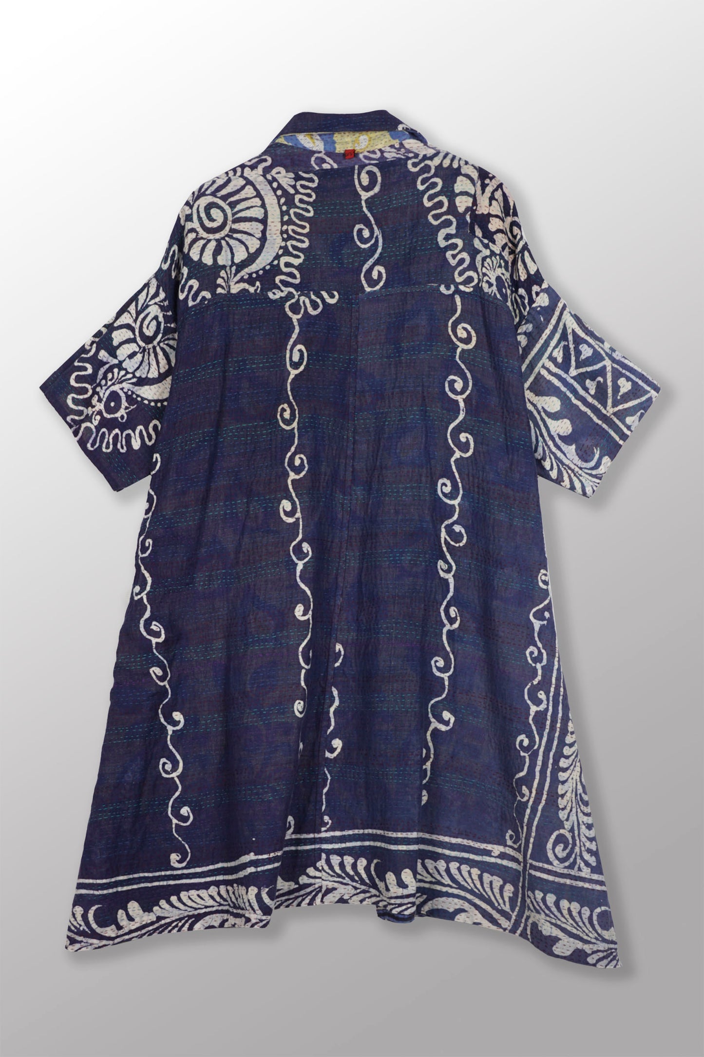 VINTAGE COTTON KANTHA HALF SLV. SHIRT DRESS - cv2429-0014a -