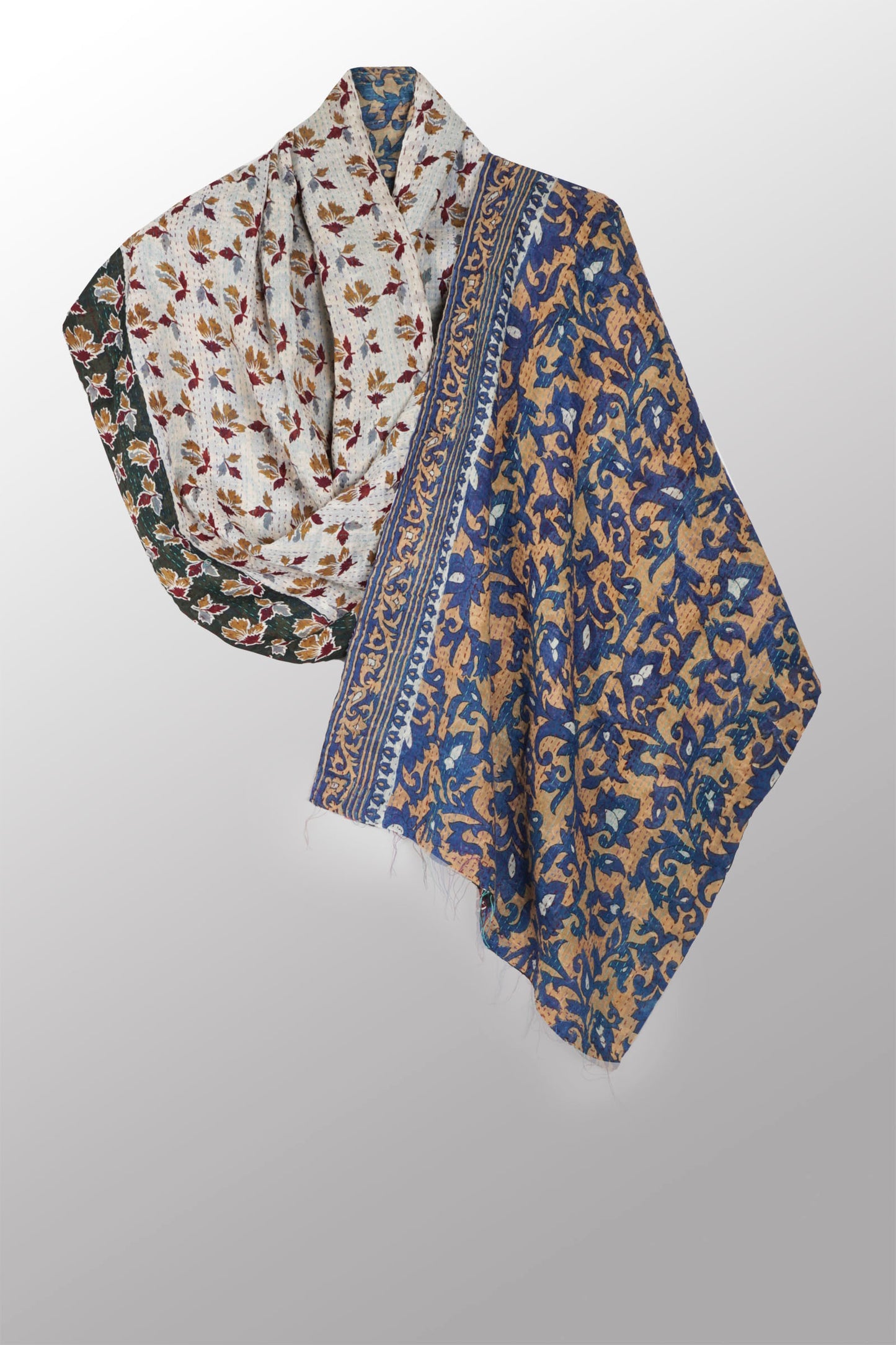 VINTAGE COTTON KANTHA SCARF STANDARD - cv2801-0007a -