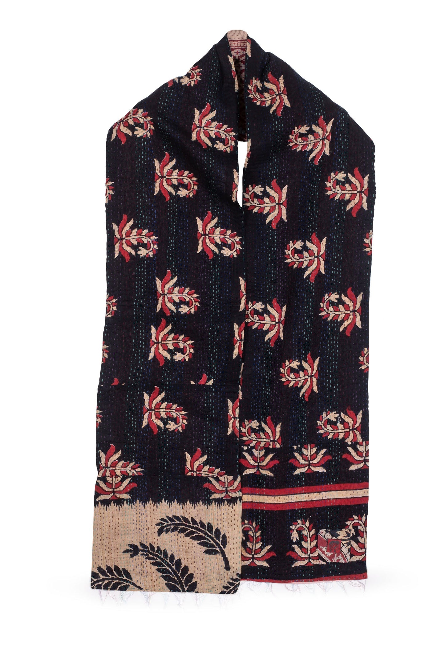 VINTAGE COTTON KANTHA SCARF SHORT - cv2805-mlt -