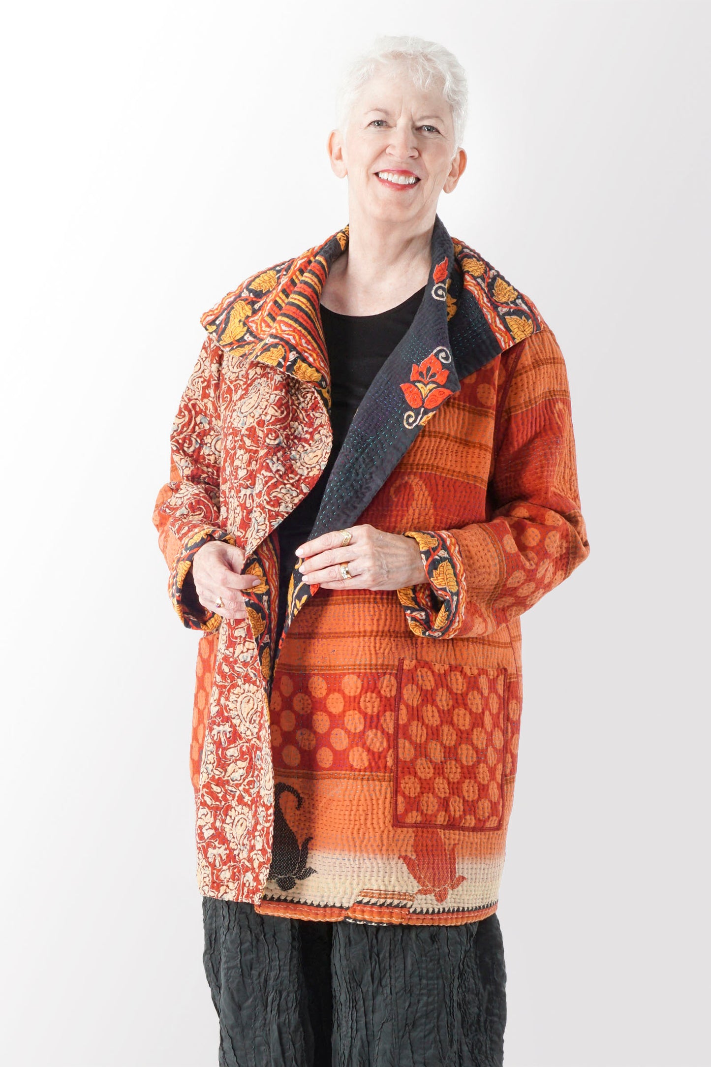 VINTAGE COTTON KANTHA POCKET JKT - cv4002-0197a -