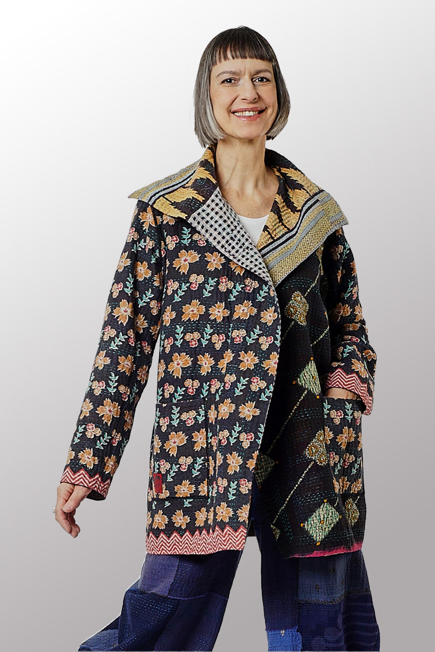 VINTAGE COTTON KANTHA POCKET JKT - cv4002-0210a -