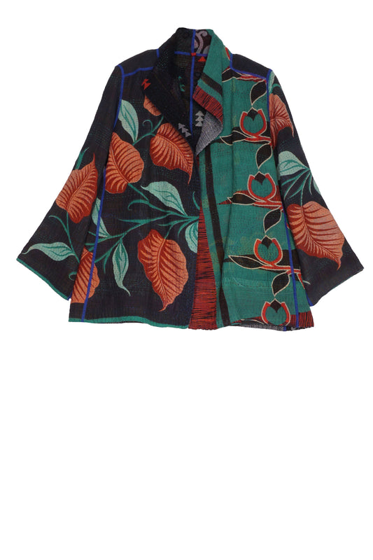 VINTAGE COTTON KANTHA SHORT JACKET - cv4007-0281l -