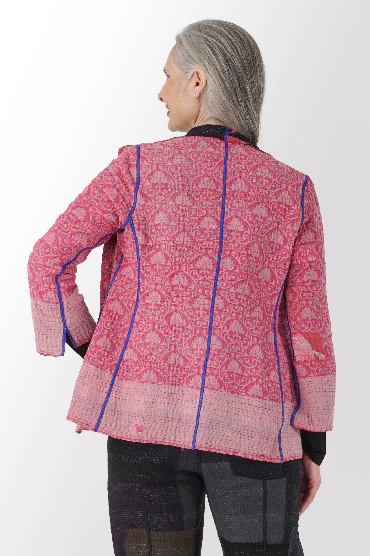 VINTAGE COTTON KANTHA SHORT JACKET - cv4007-0283s -