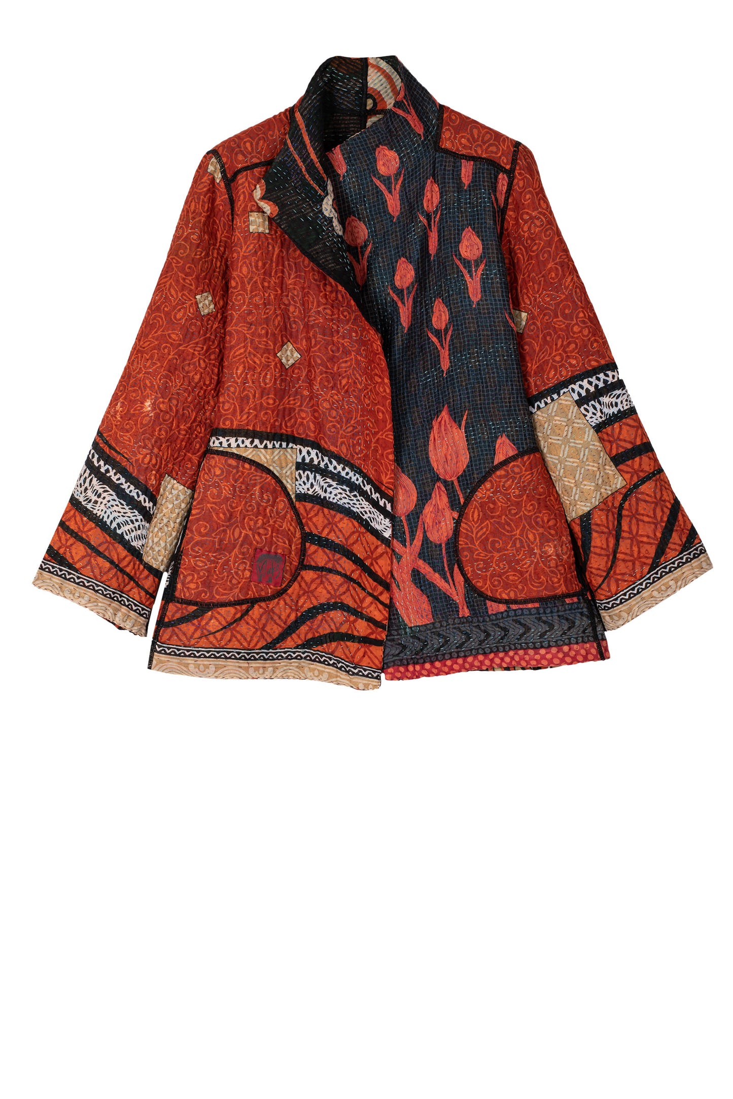 VINTAGE COTTON KANTHA SHORT JACKET - cv4007-0297m -