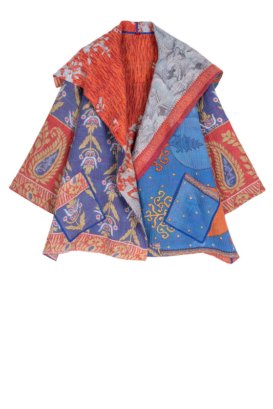 VINTAGE COTTON KANTHA FLARE JACKET - cv4010-0157a -