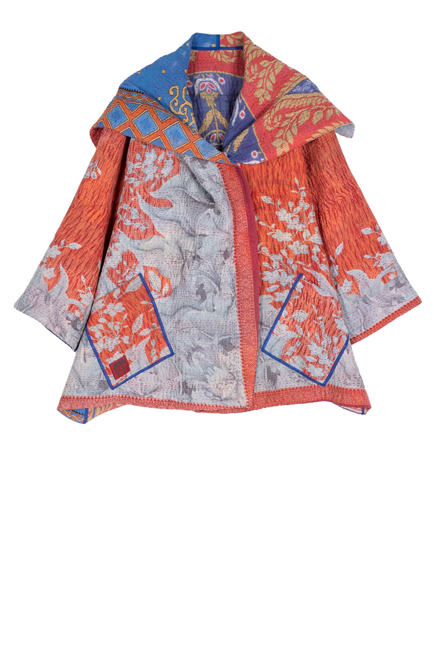 VINTAGE COTTON KANTHA FLARE JACKET - cv4010-0157a -