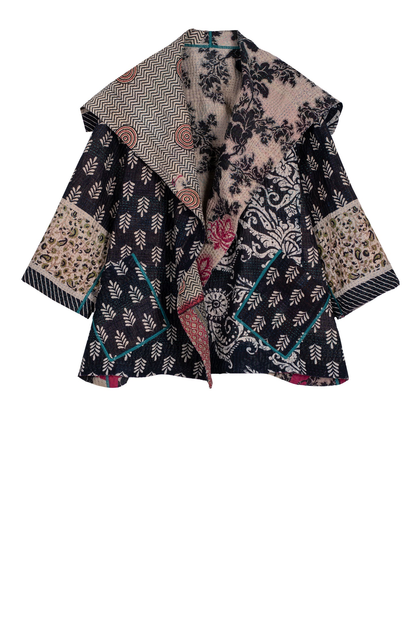 VINTAGE COTTON KANTHA FLARE JACKET - cv4010-0158a -