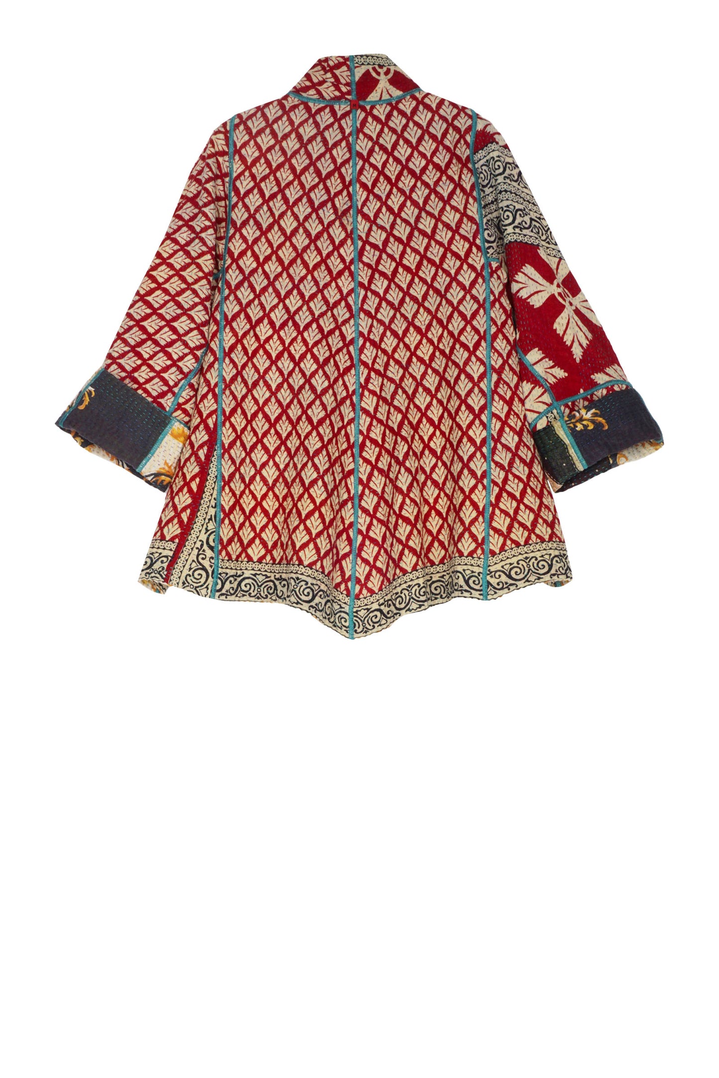 VINTAGE COTTON KANTHA FLARE SHORT JACKET - cv4011-0127m -