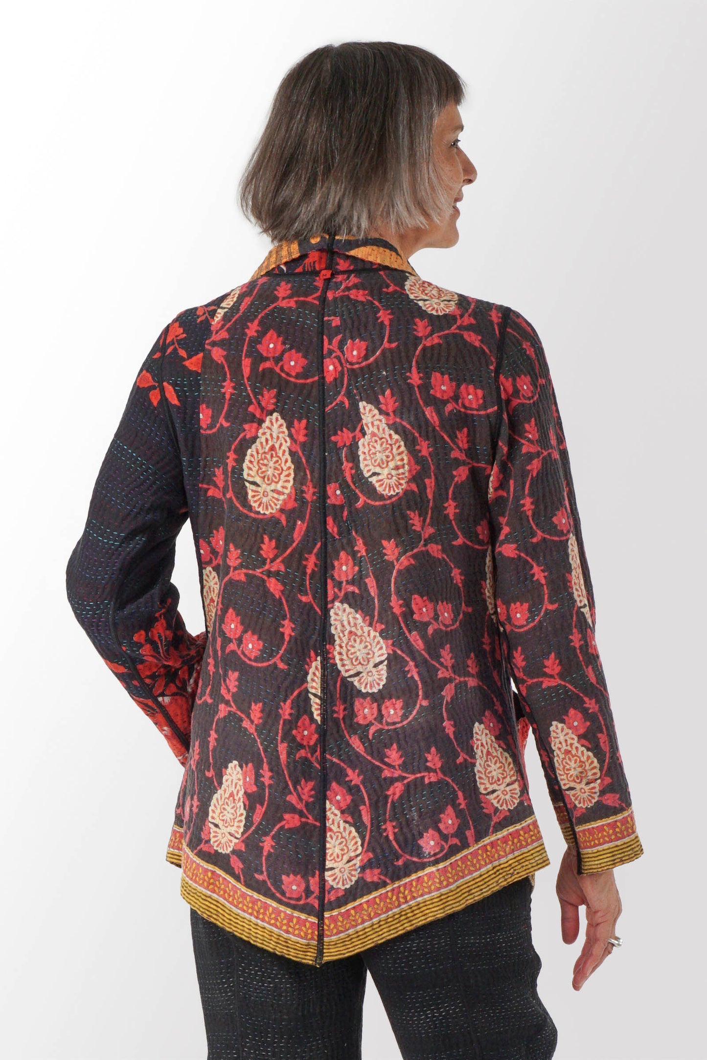 VINTAGE COTTON KANTHA WING COLLAR JKT - cv4013-0031m -