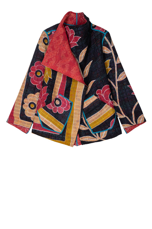 VINTAGE COTTON KANTHA WING COLLAR JKT - cv4013-0033m -