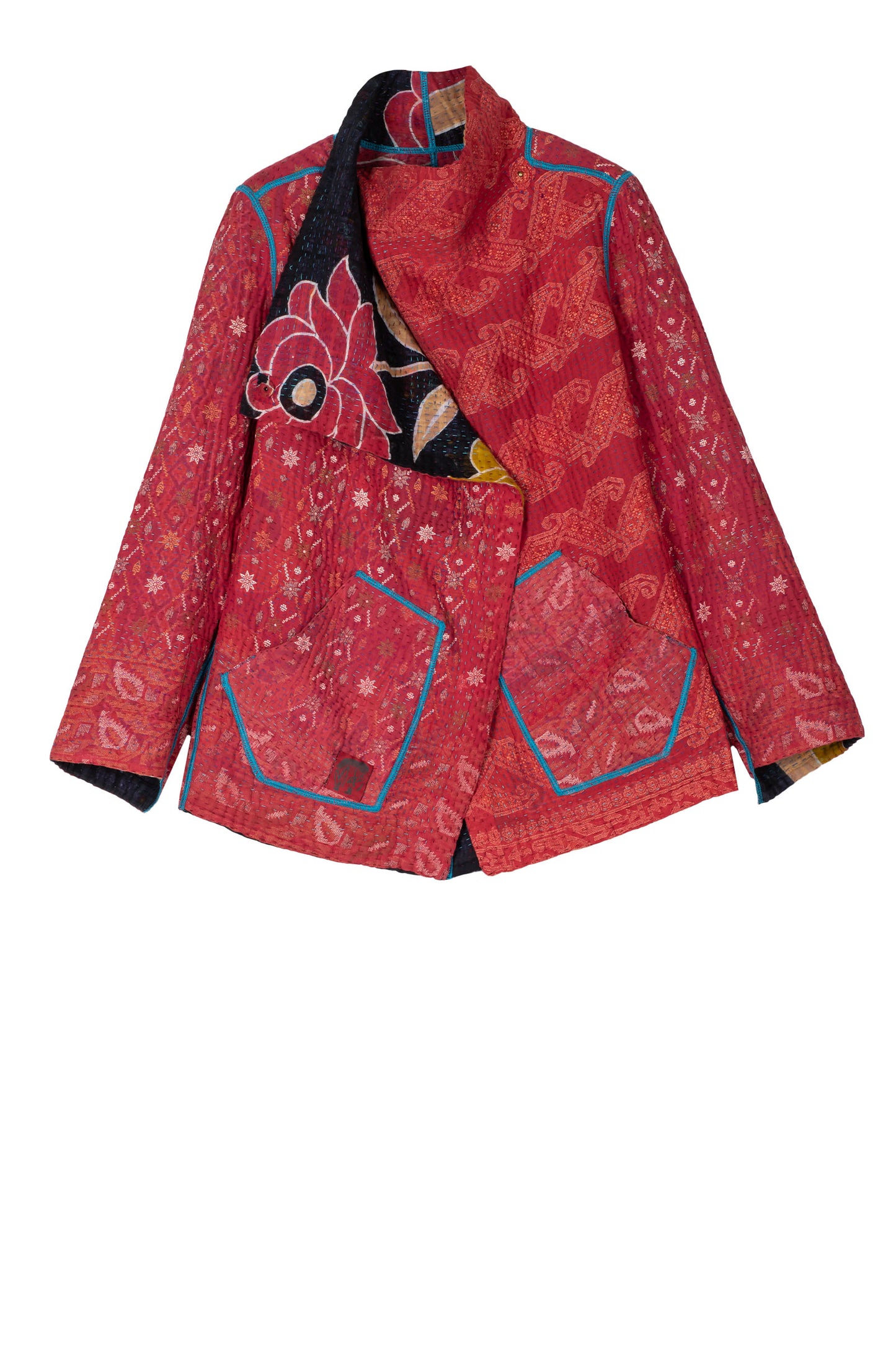 VINTAGE COTTON KANTHA WING COLLAR JKT - cv4013-0033m -