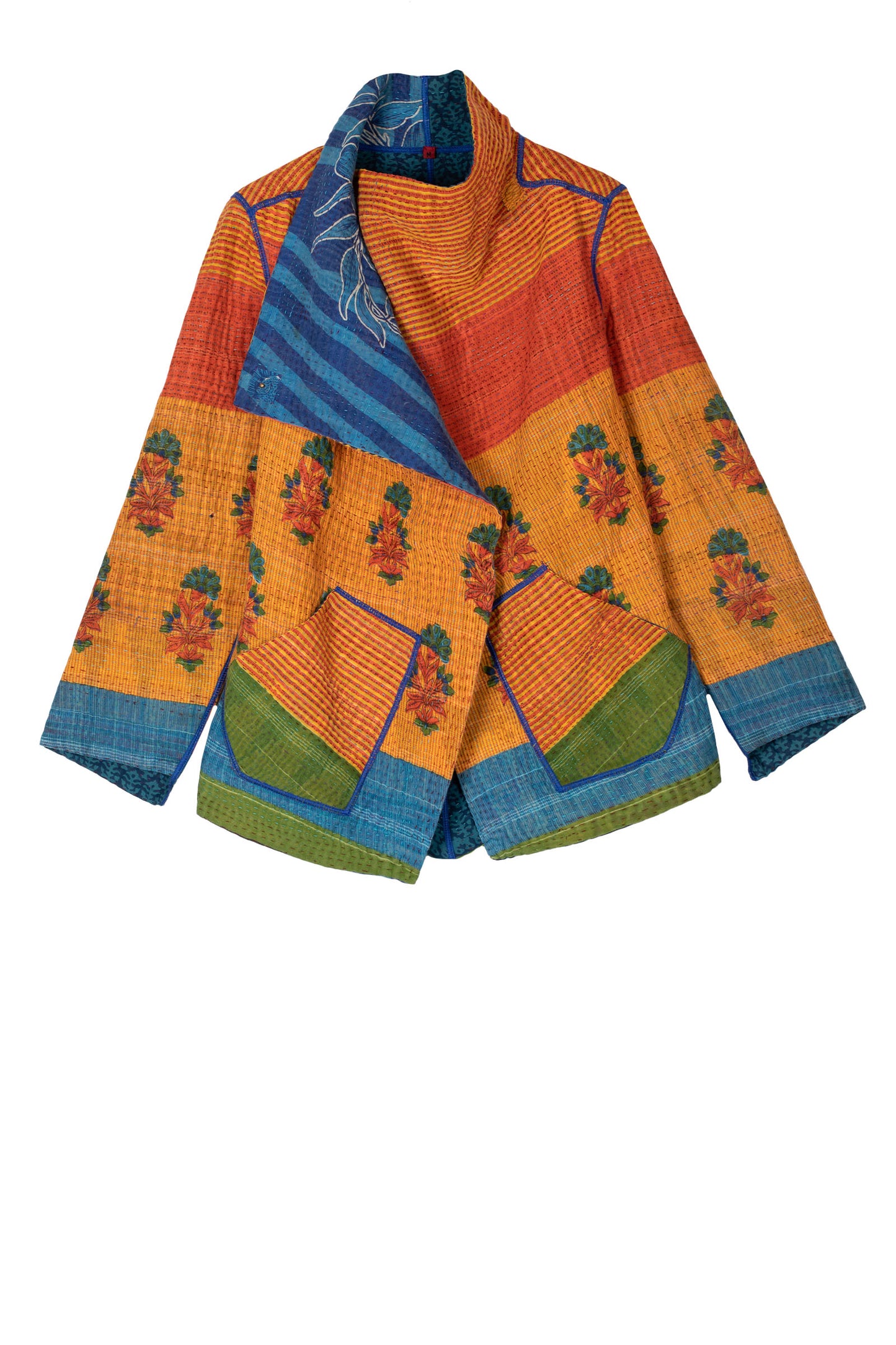 VINTAGE COTTON KANTHA WING COLLAR JKT - cv4013-0034m -