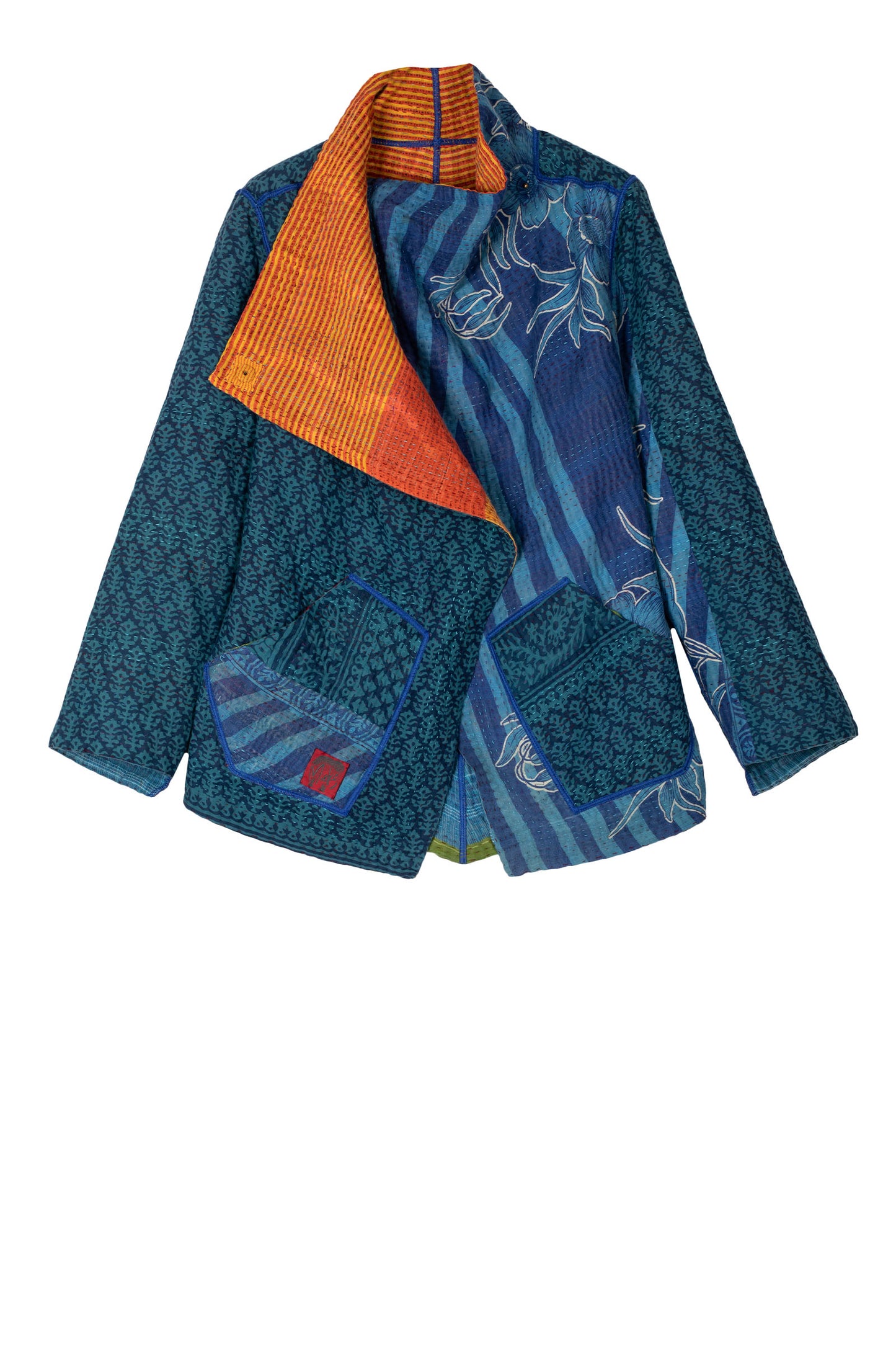 VINTAGE COTTON KANTHA WING COLLAR JKT - cv4013-0034m -