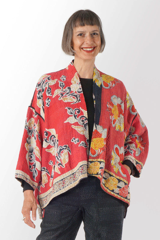 VINTAGE COTTON KANTHA MINI KIMONO JKT - cv4055-0041a -