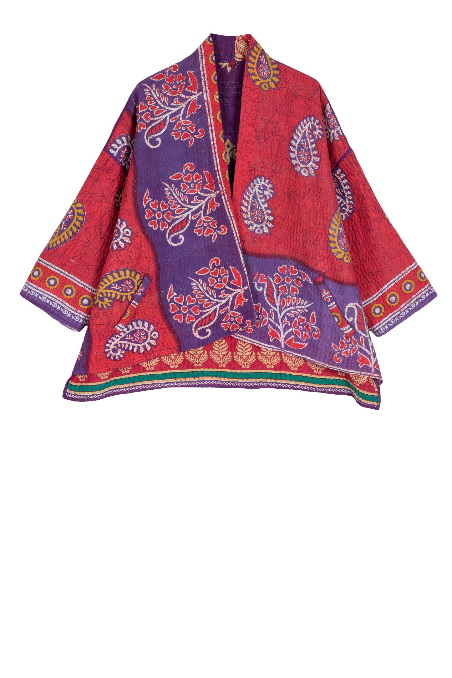 VINTAGE COTTON KANTHA MINI KIMONO JKT - cv4055-0045a -