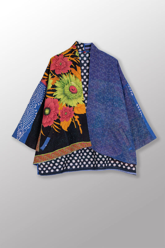 VINTAGE COTTON KANTHA MINI KIMONO JKT - cv4055-0047a -