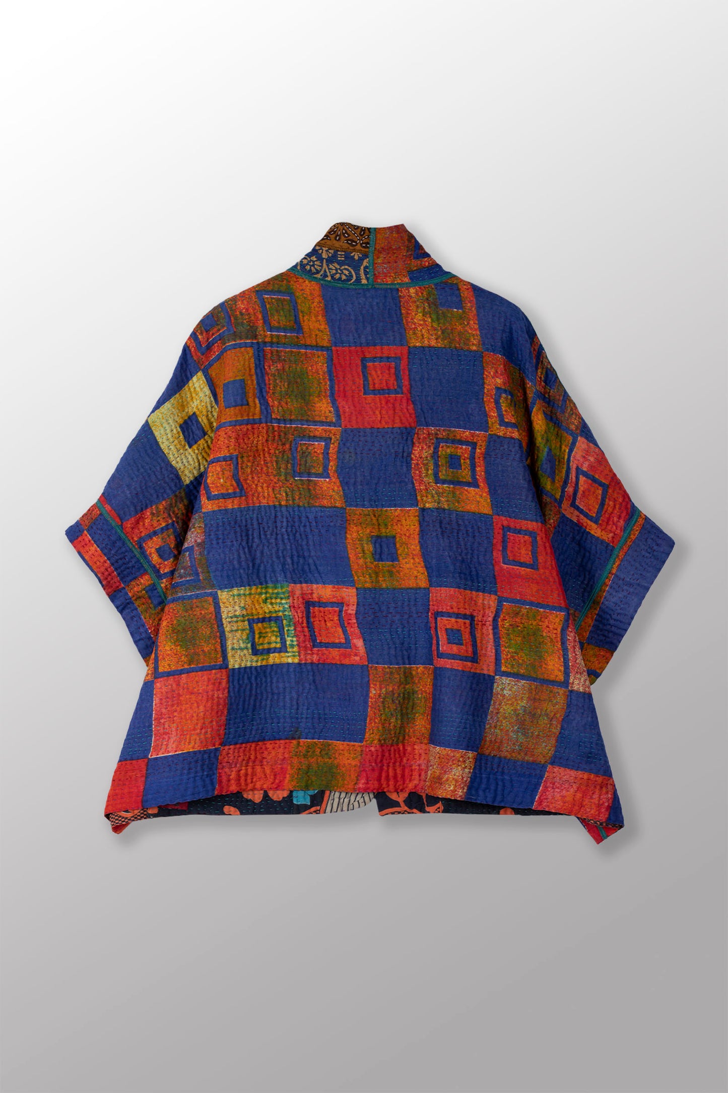 VINTAGE COTTON KANTHA MINI PONCHO - cv4060-0043a -