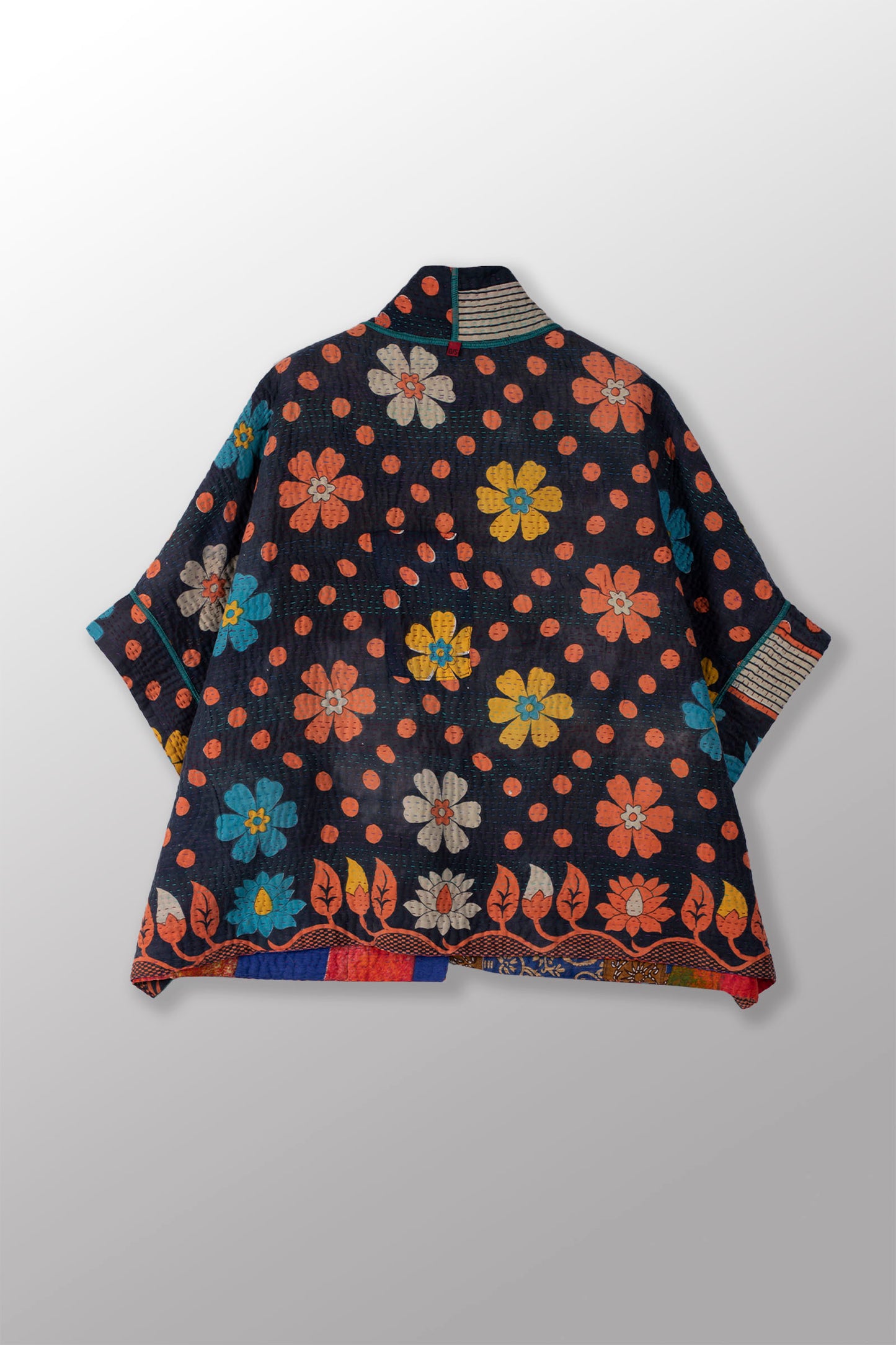 VINTAGE COTTON KANTHA MINI PONCHO - cv4060-0043a -